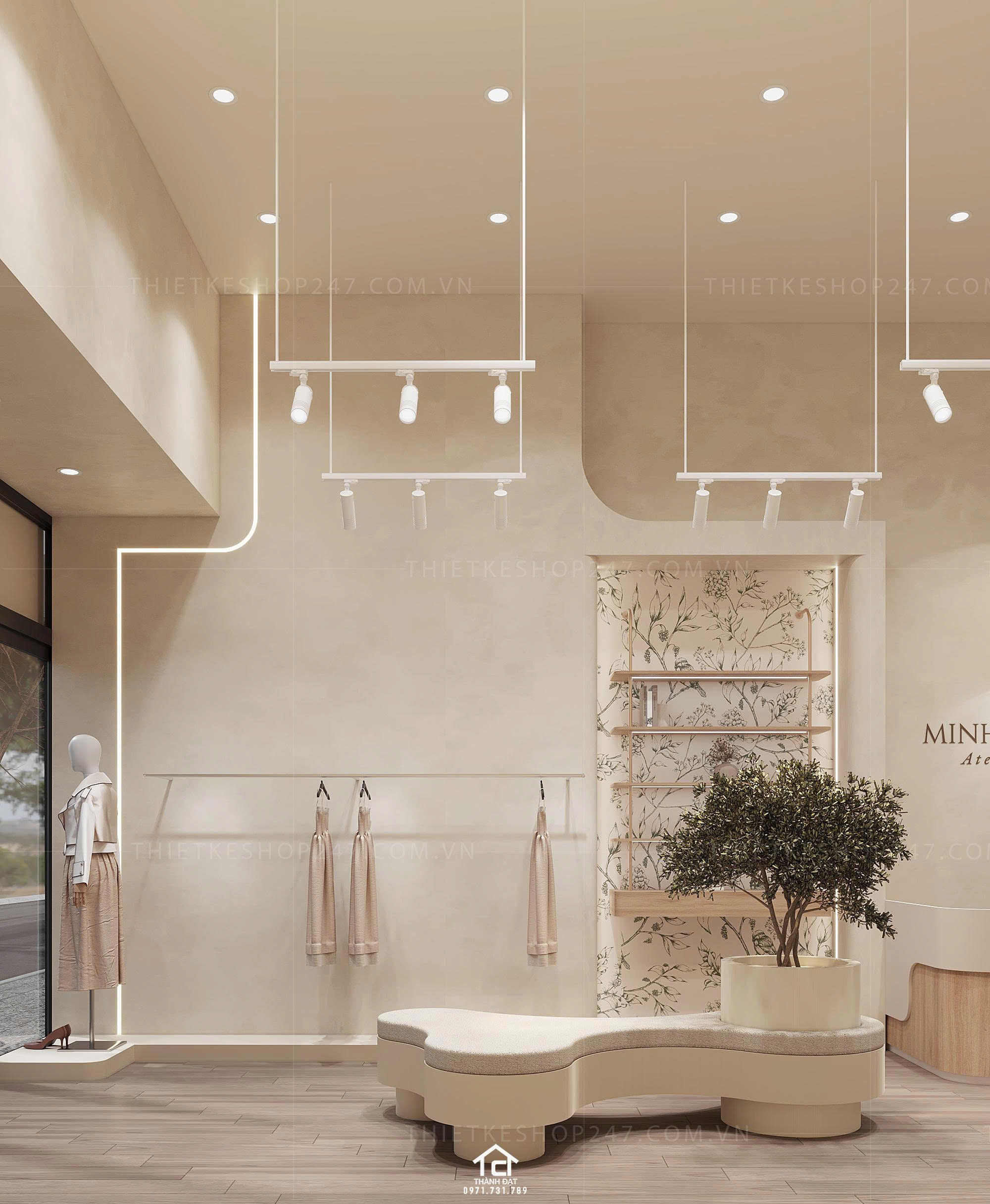 thiết kế shop thời trang đẹp dịu dàng