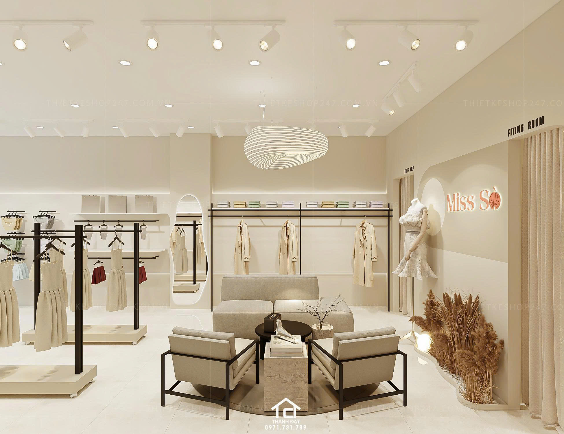 thiết kế shop thời trang đẹp dịu dàng