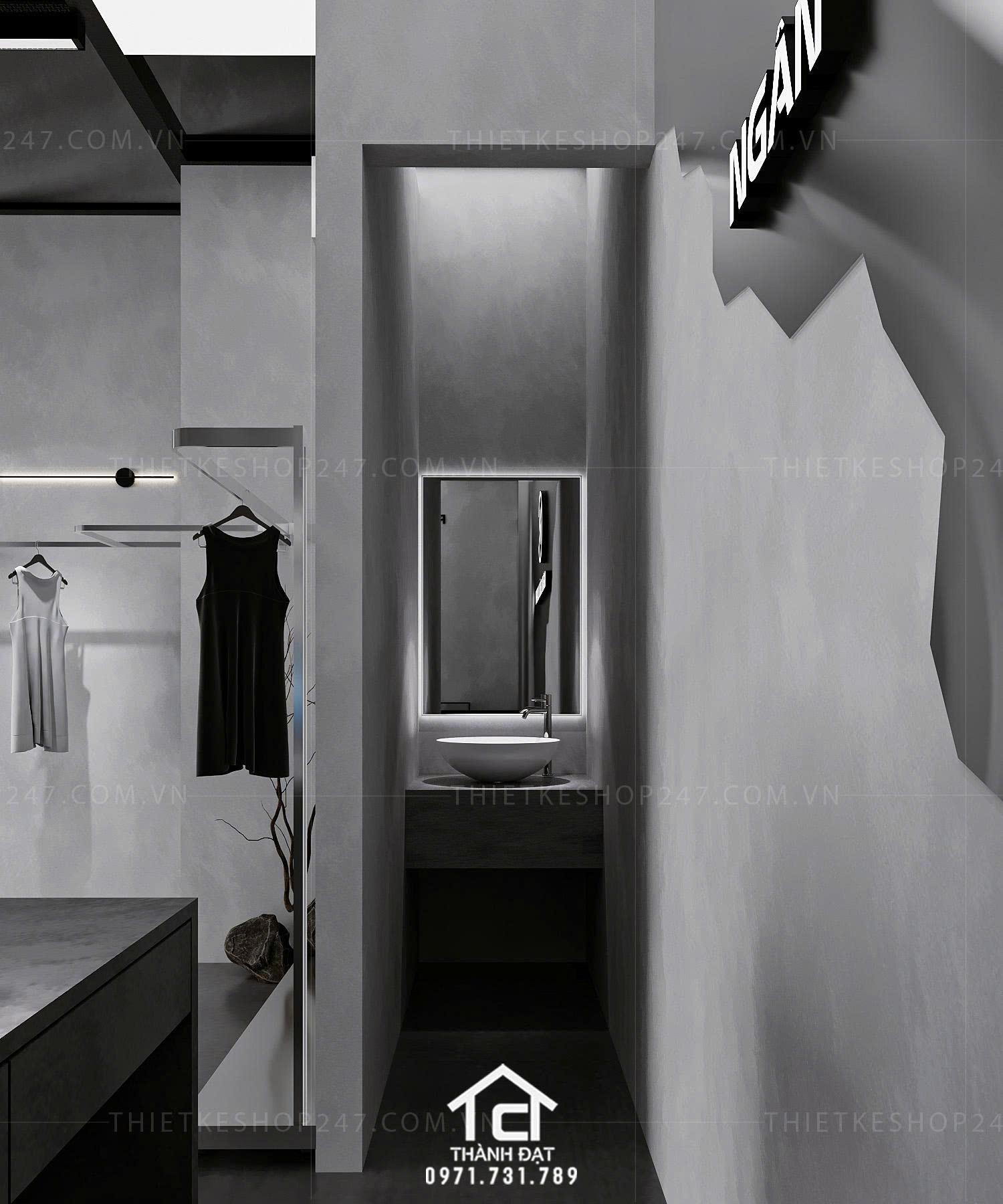 Thiết kế shop thời trang đẹp hài hòa