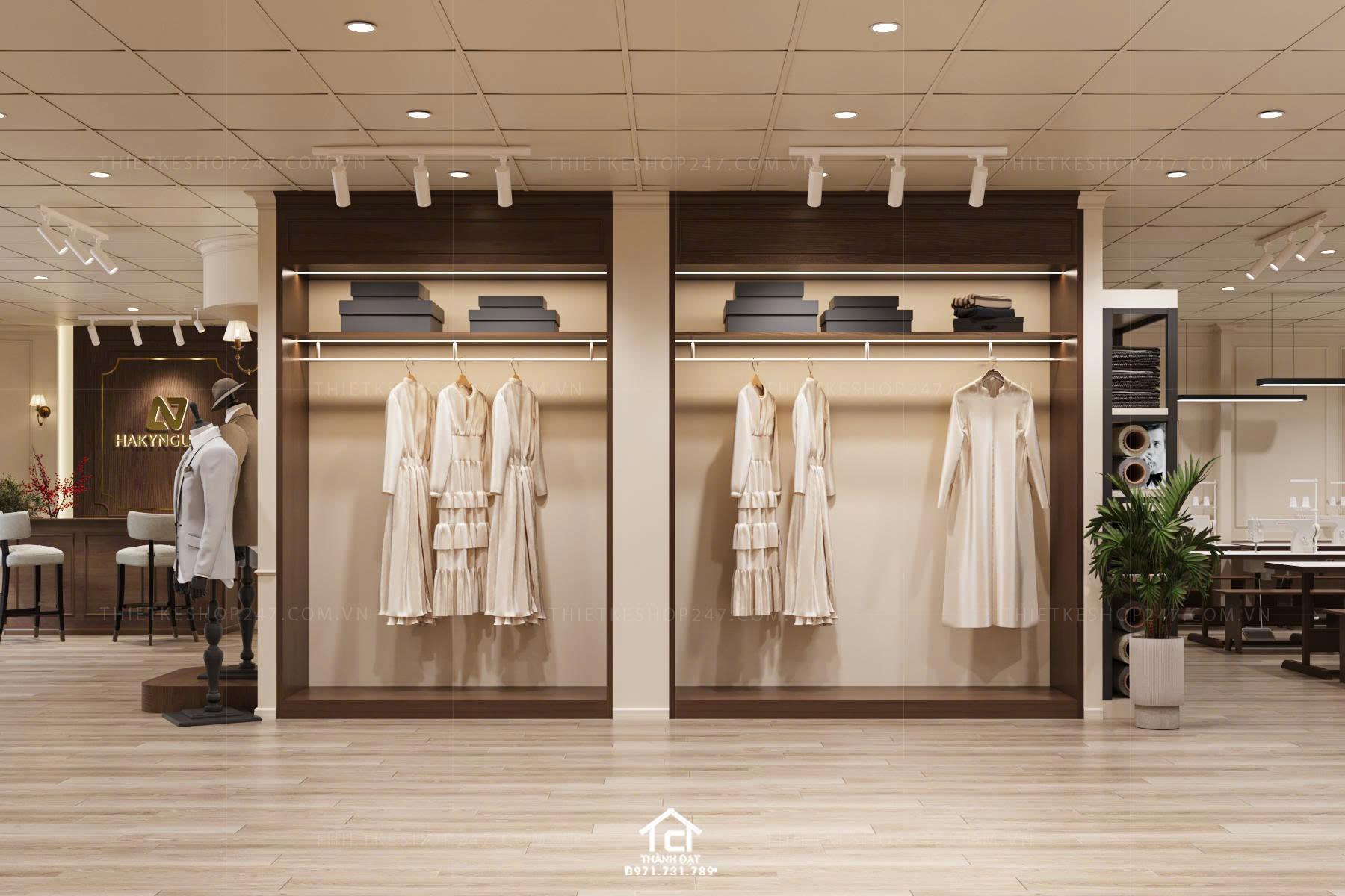 Thiết kế shop thời trang đẹp hài hòa