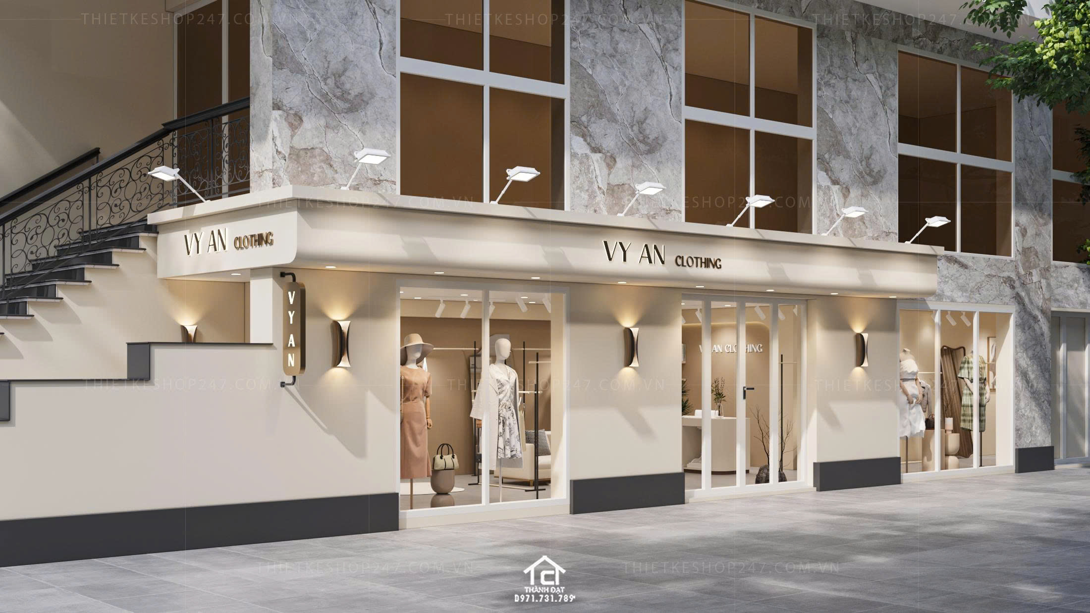 thiết kế shop thời trang đẹp hiện đại
