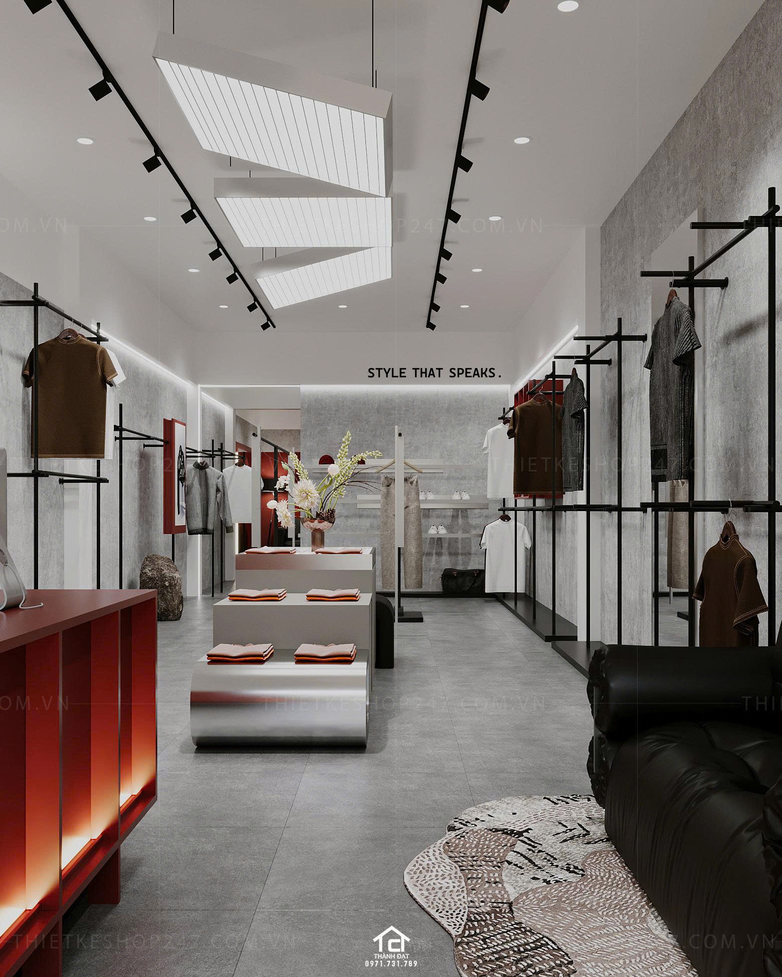 thiết kế shop thời trang đẹp màu sắc
