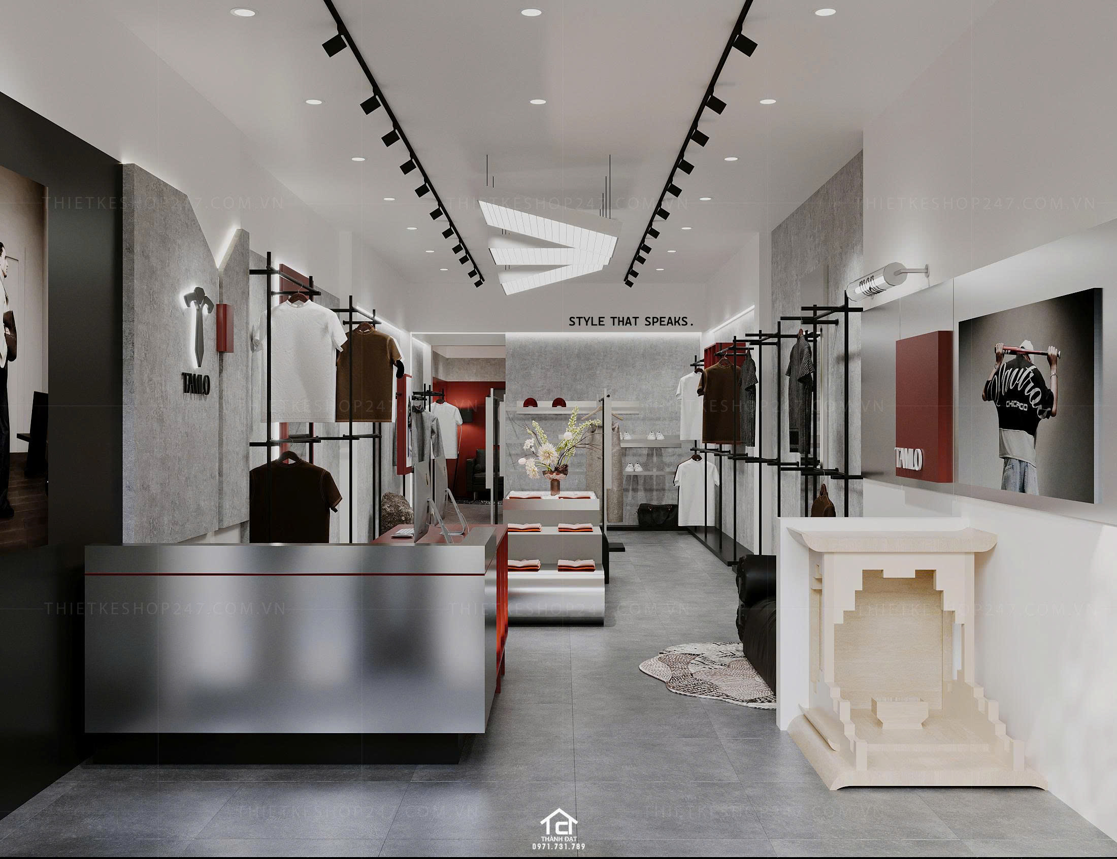 thiết kế shop thời trang đẹp phong cách