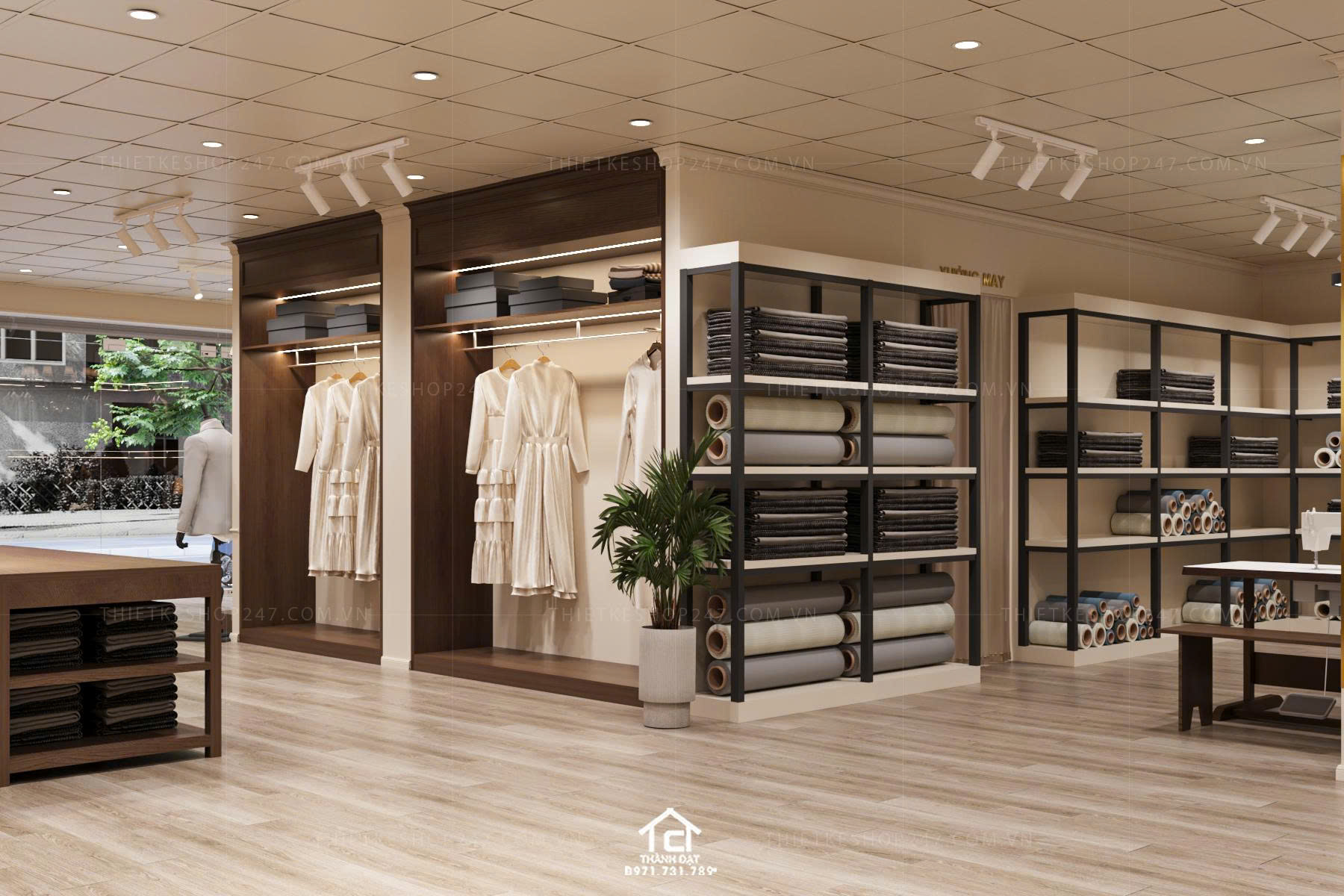 Thiết kế shop thời trang đẹp rộng lớn