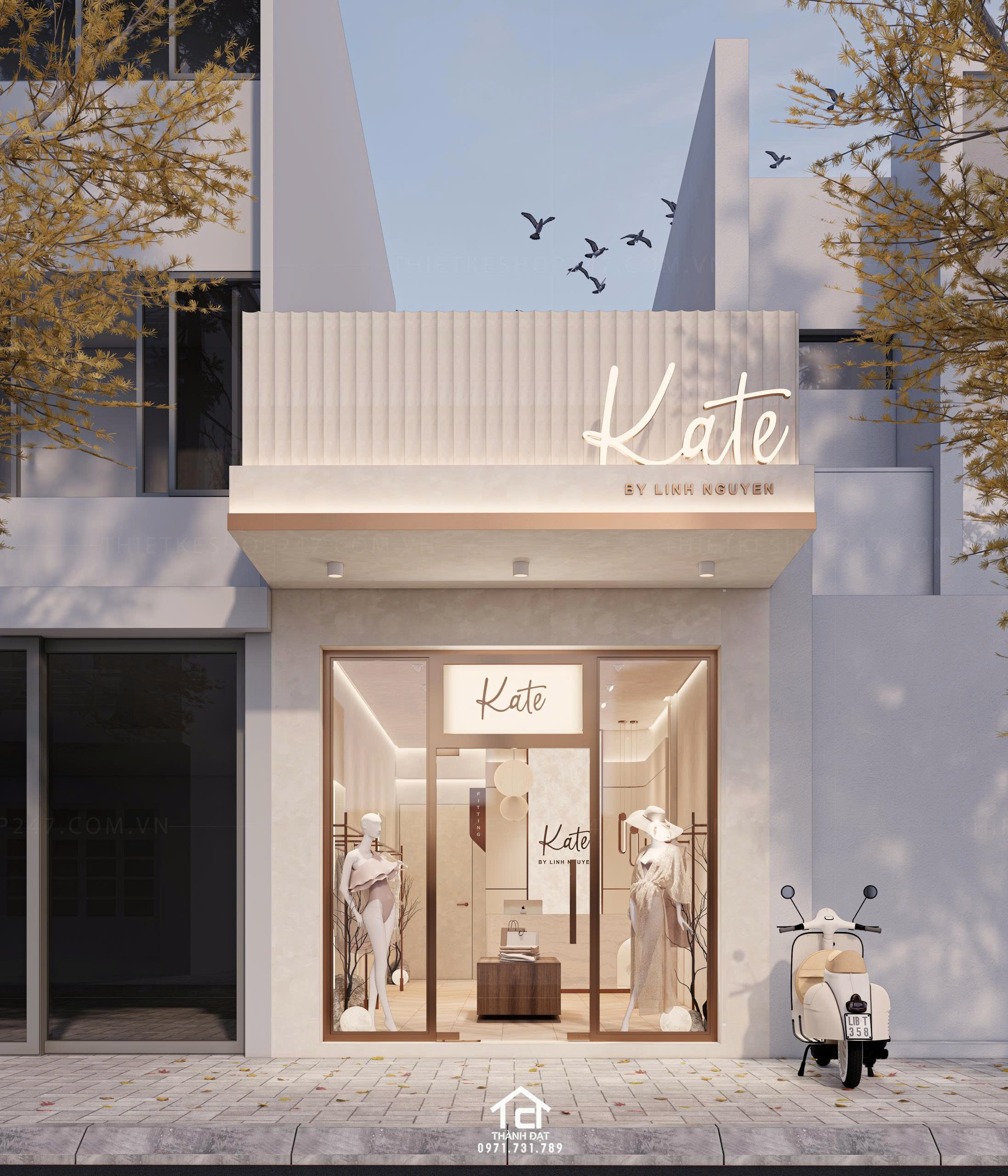 thiết kế shop thời trang đẹp sang trọng