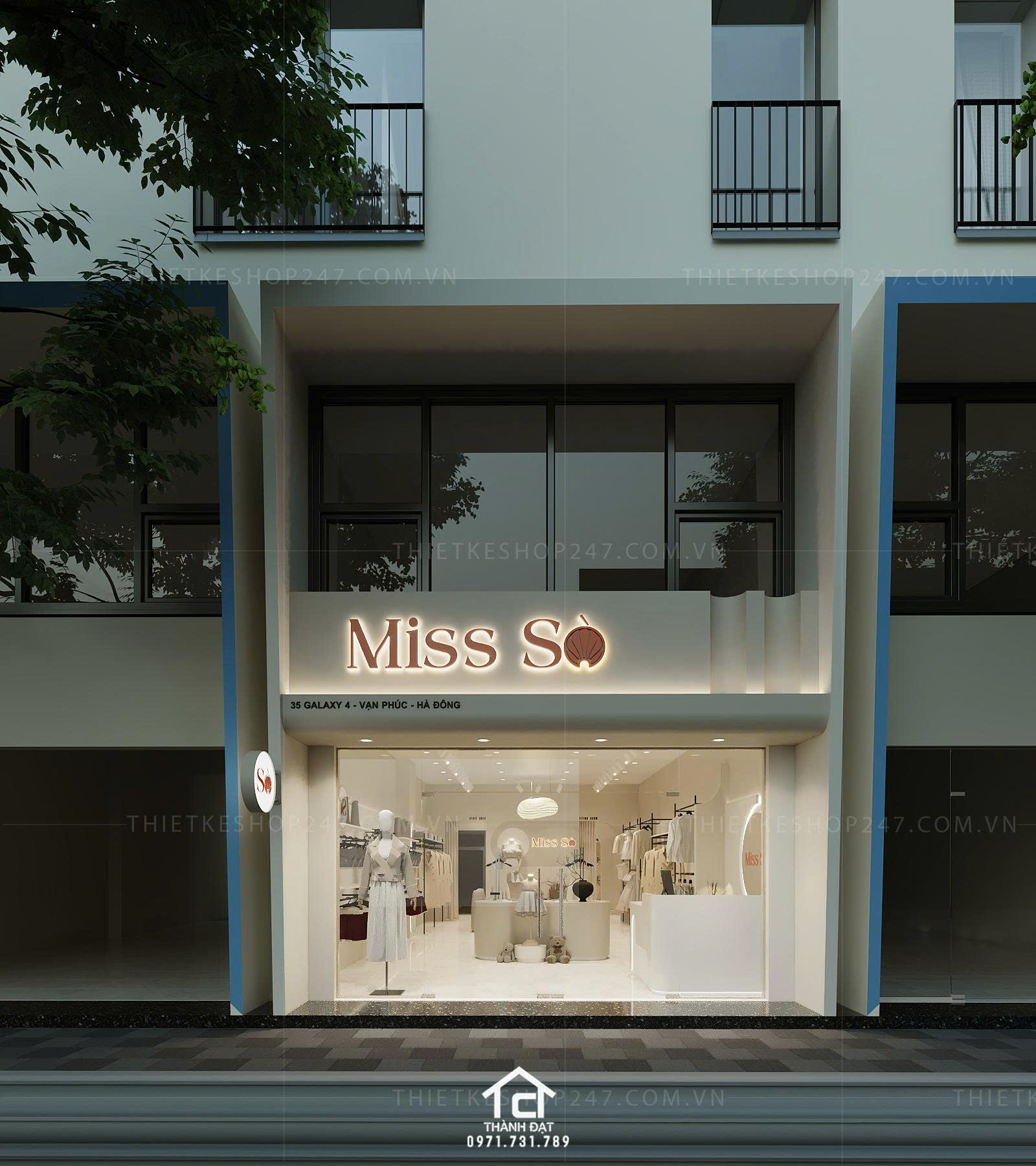 thiết kế shop thời trang đẹp sang trọng