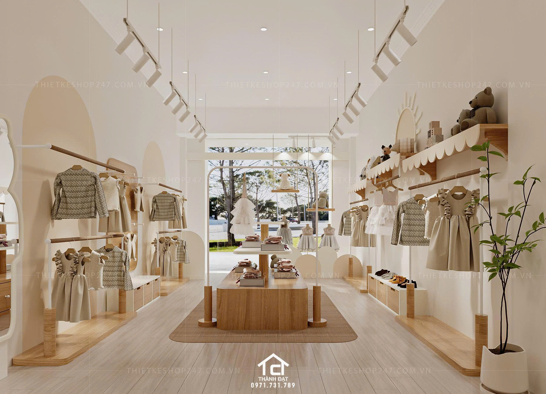 thiết kế shop thời trang trẻ em đẹp đáng yêu