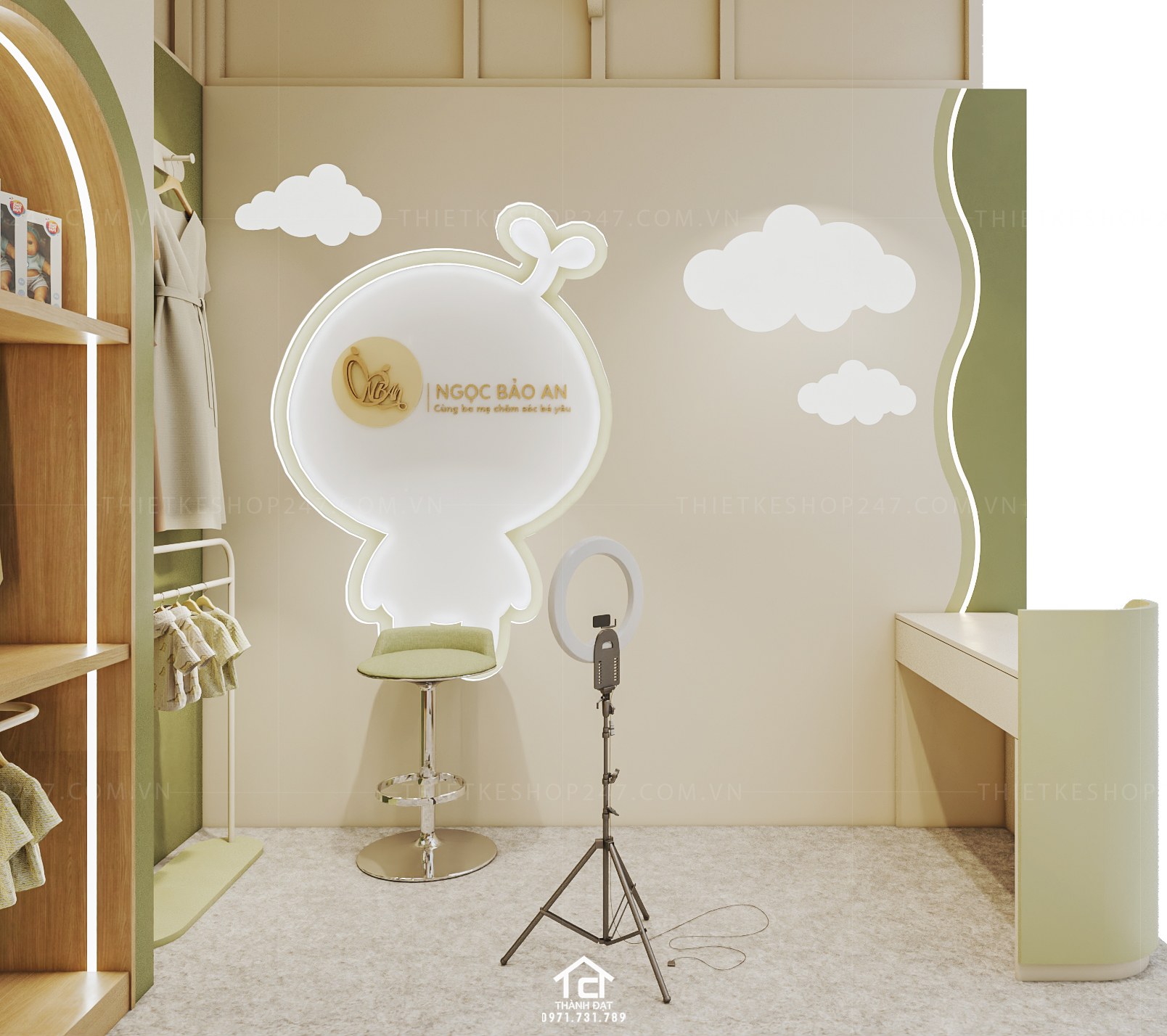 Thiết kế shop thời trang trẻ em đẹp ấn tượng