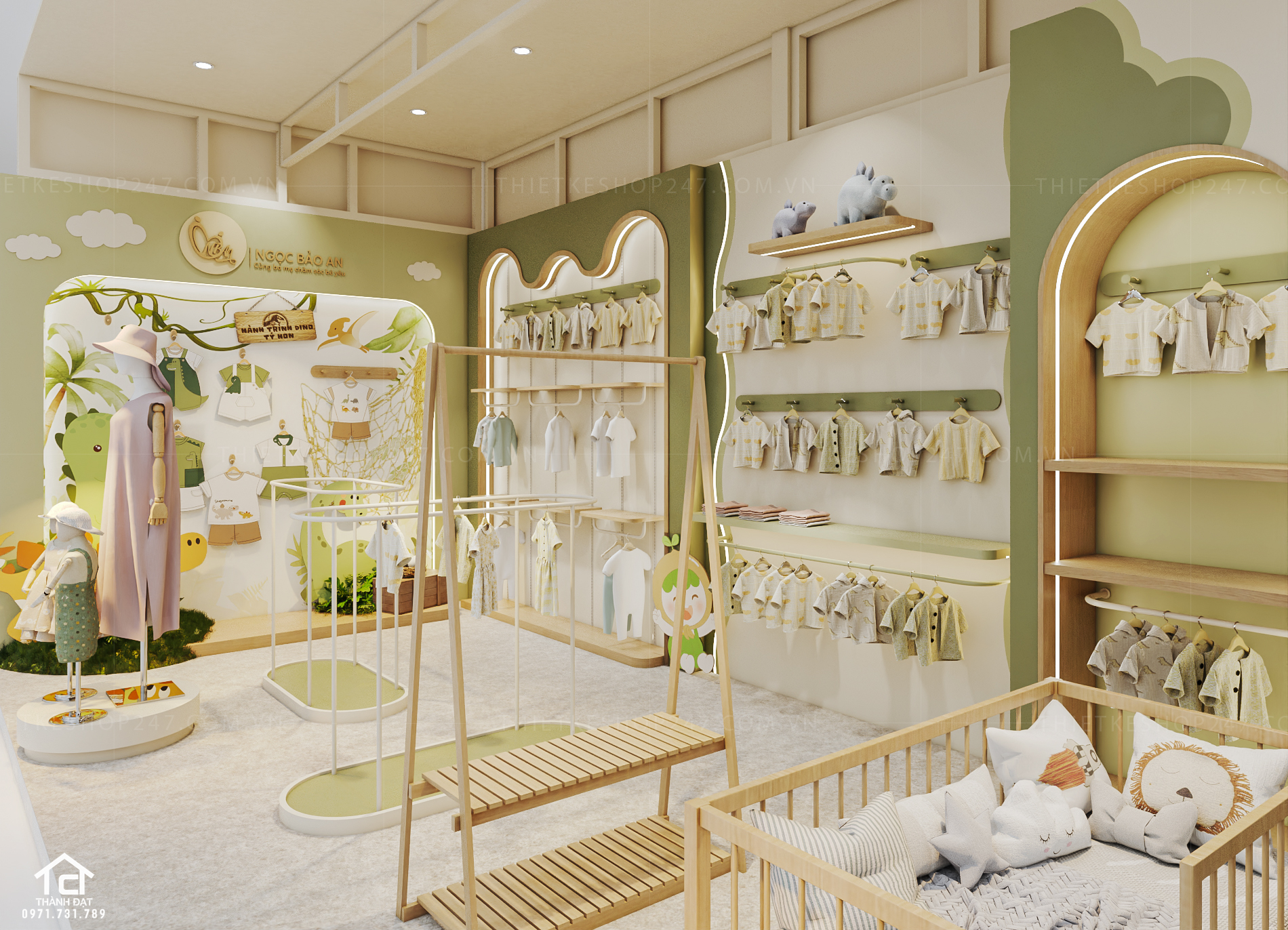 Thiết kế shop thời trang trẻ em đẹp bắt mắt