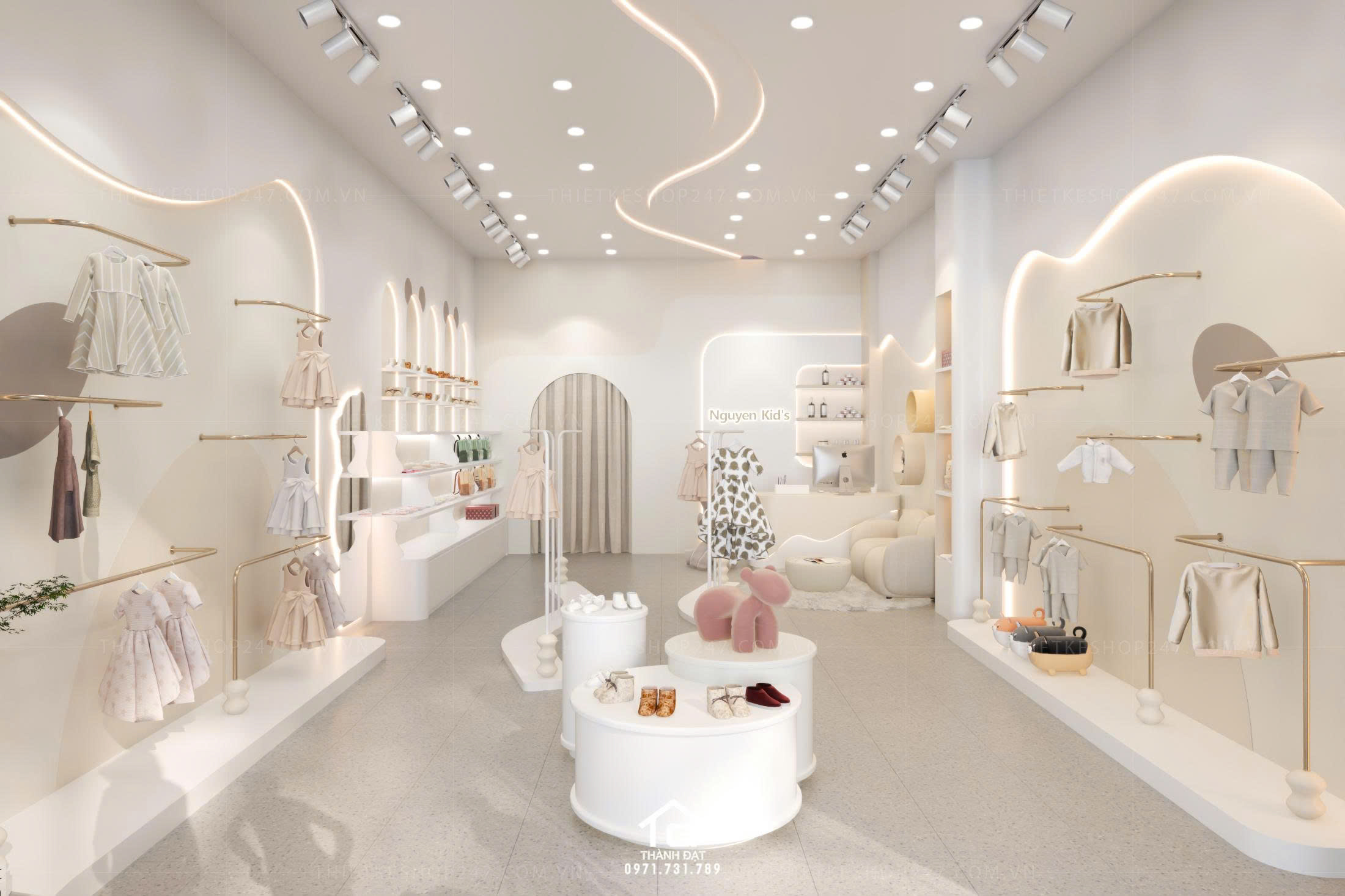 thiết kế shop thời trang trẻ em đẹp dễ thương