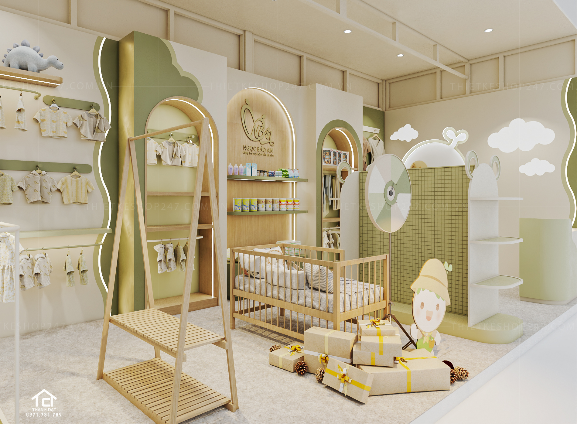 Thiết kế shop thời trang trẻ em đẹp dễ thương