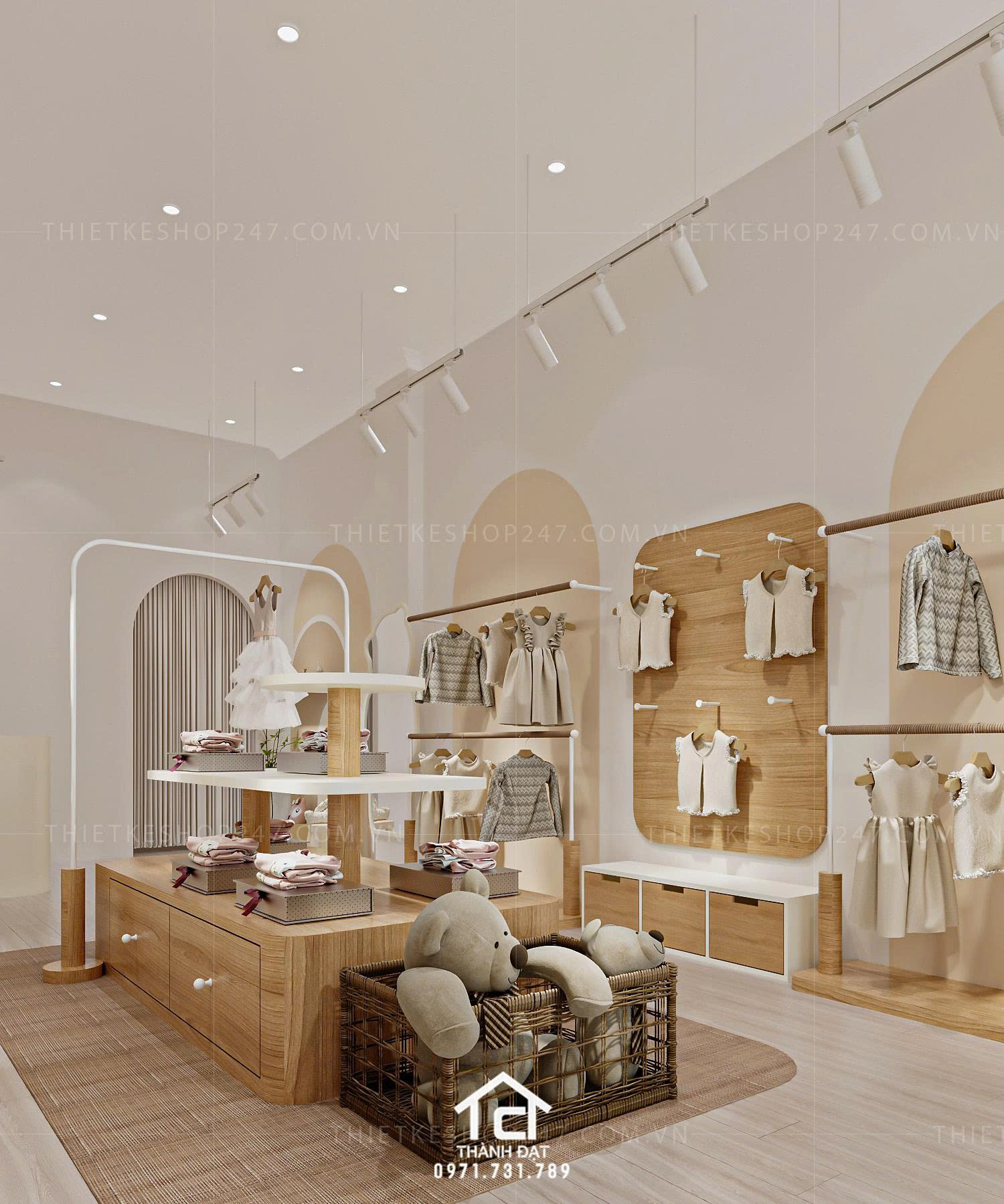 thiết kế shop thời trang trẻ em đẹp dễ thương