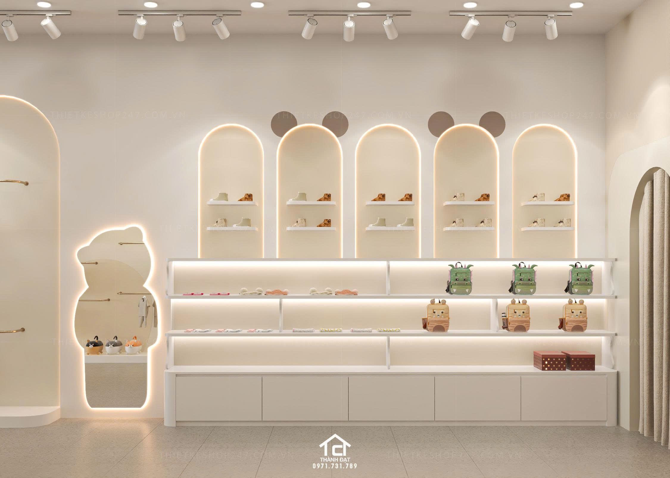 thiết kế shop thời trang trẻ em đẹp hiện đại