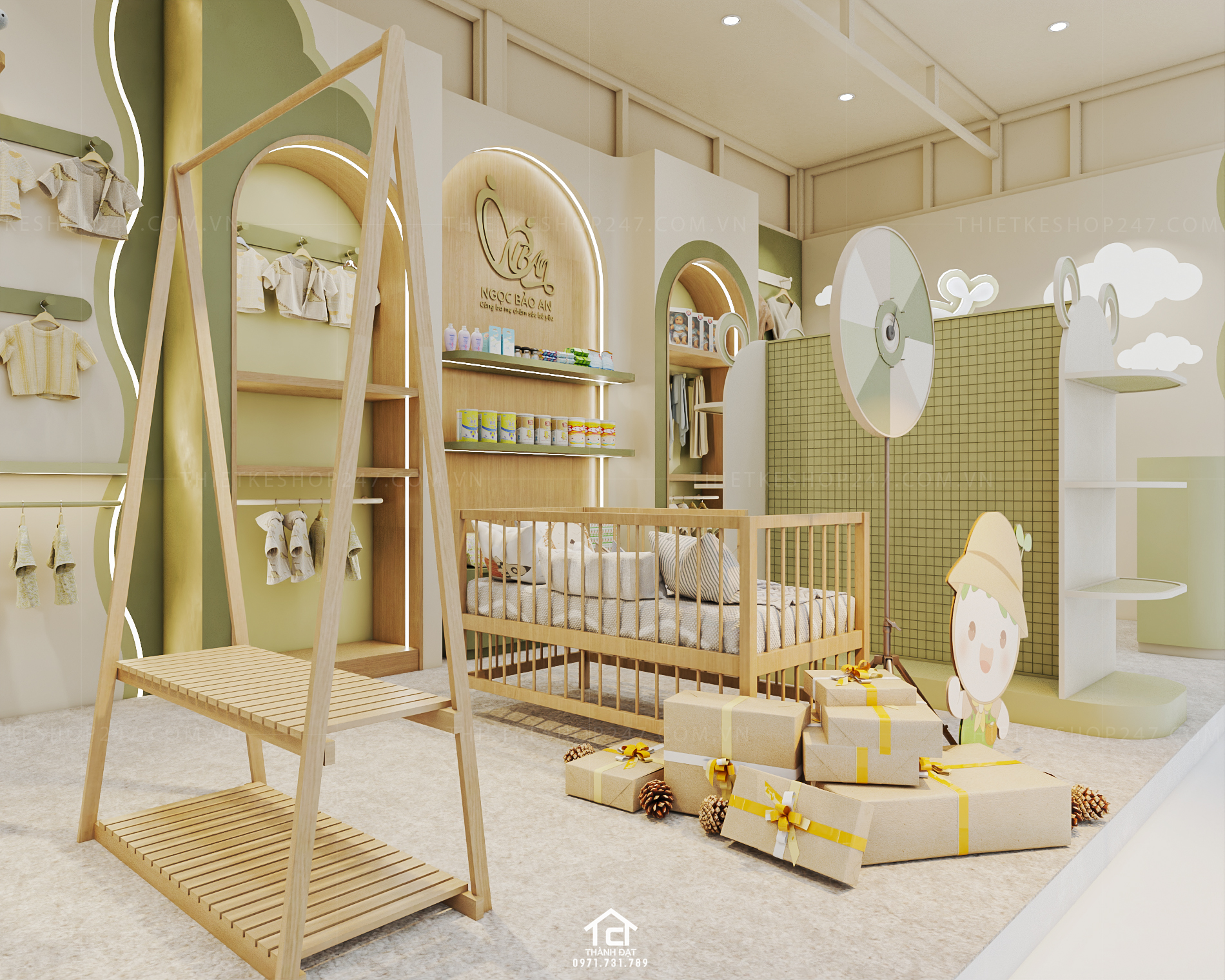 Thiết kế shop thời trang trẻ em đẹp hiện đại