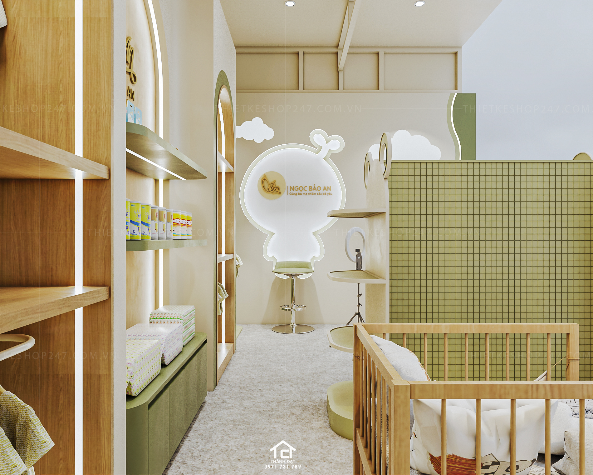 Thiết kế shop thời trang trẻ em đẹp năng động