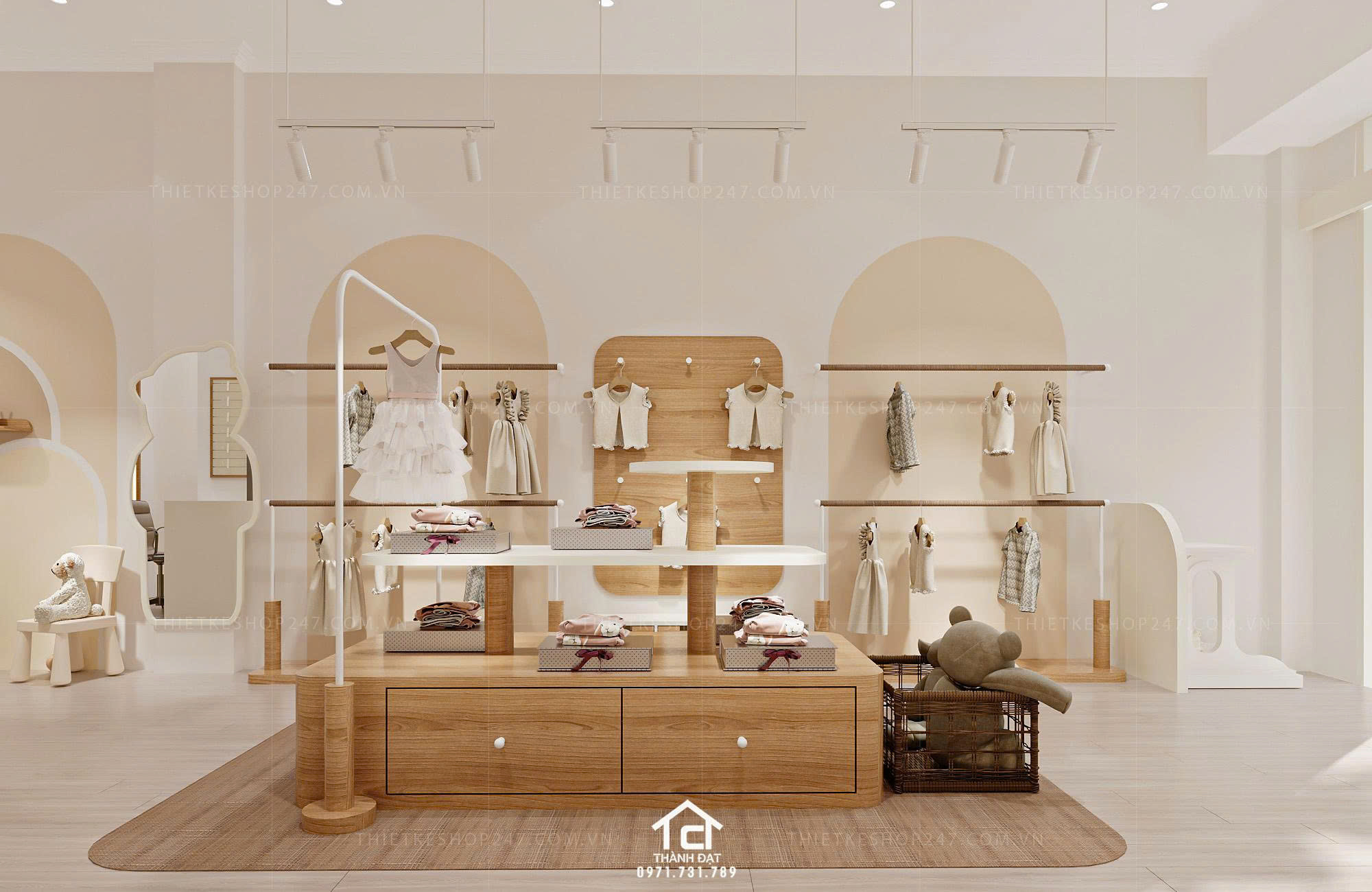 thiết kế shop thời trang trẻ em đẹp tinh tế