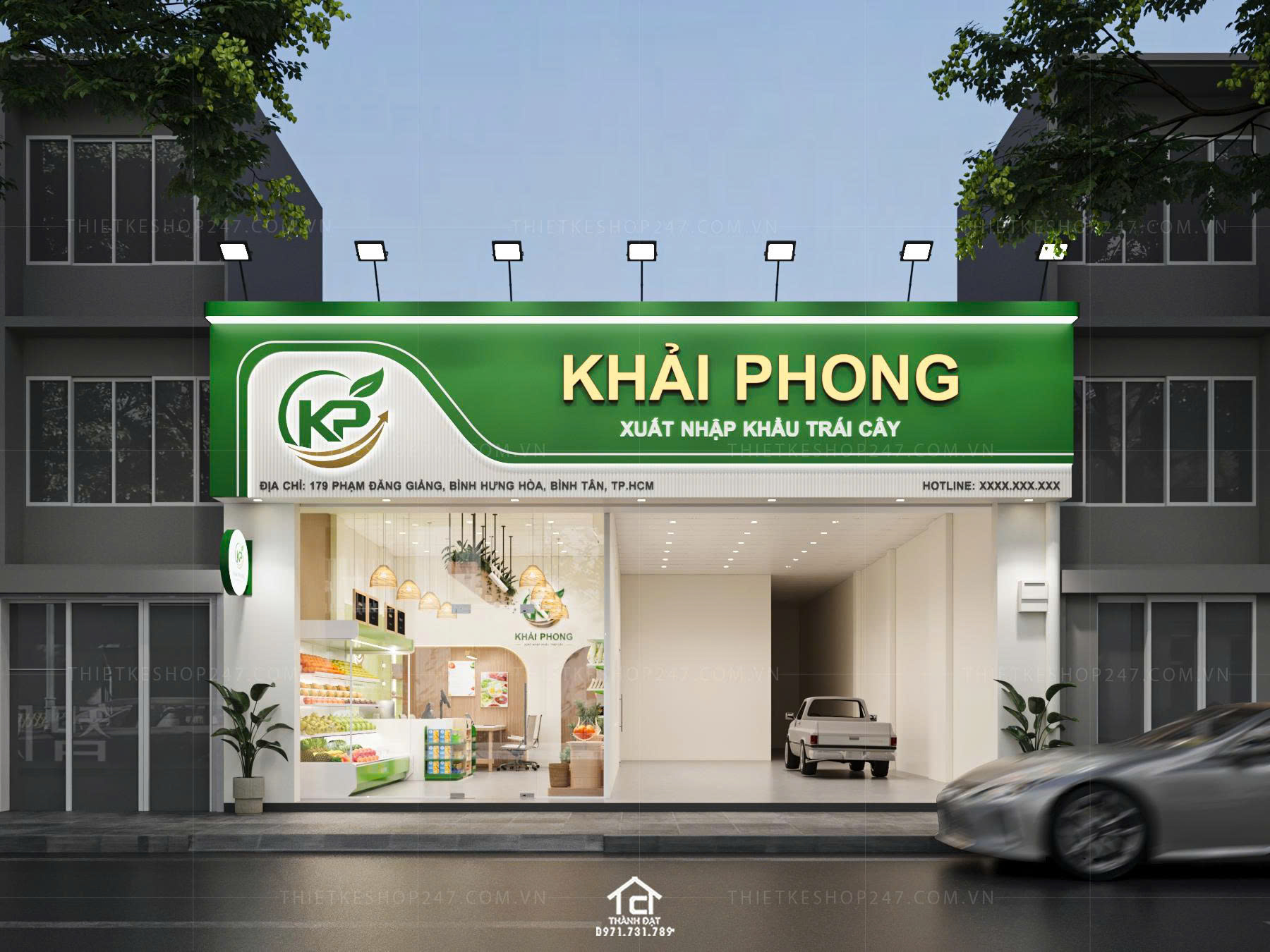 thiết kế shop trái cây đẹp hiện đại