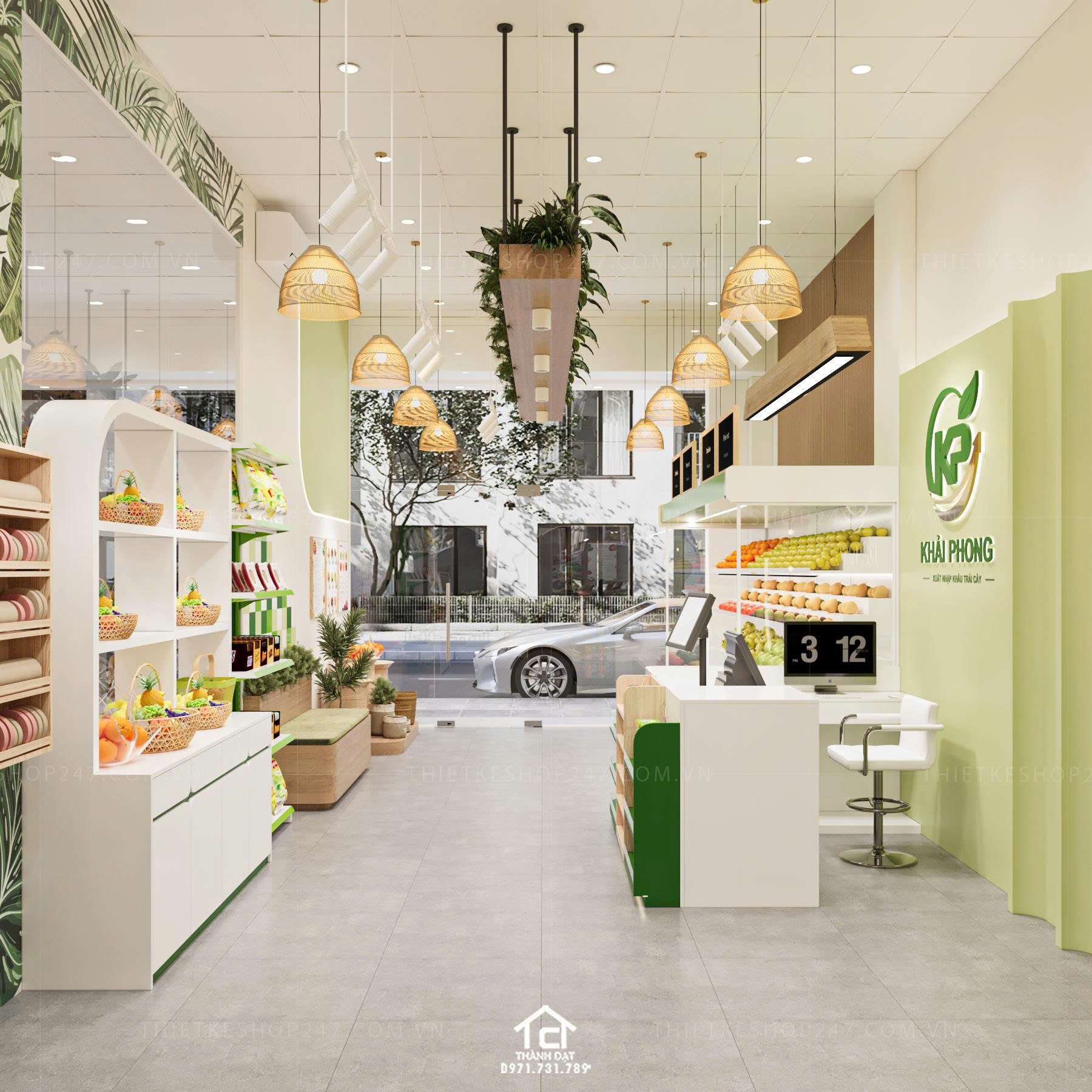 thiết kế shop trái cây đẹp hiện đại