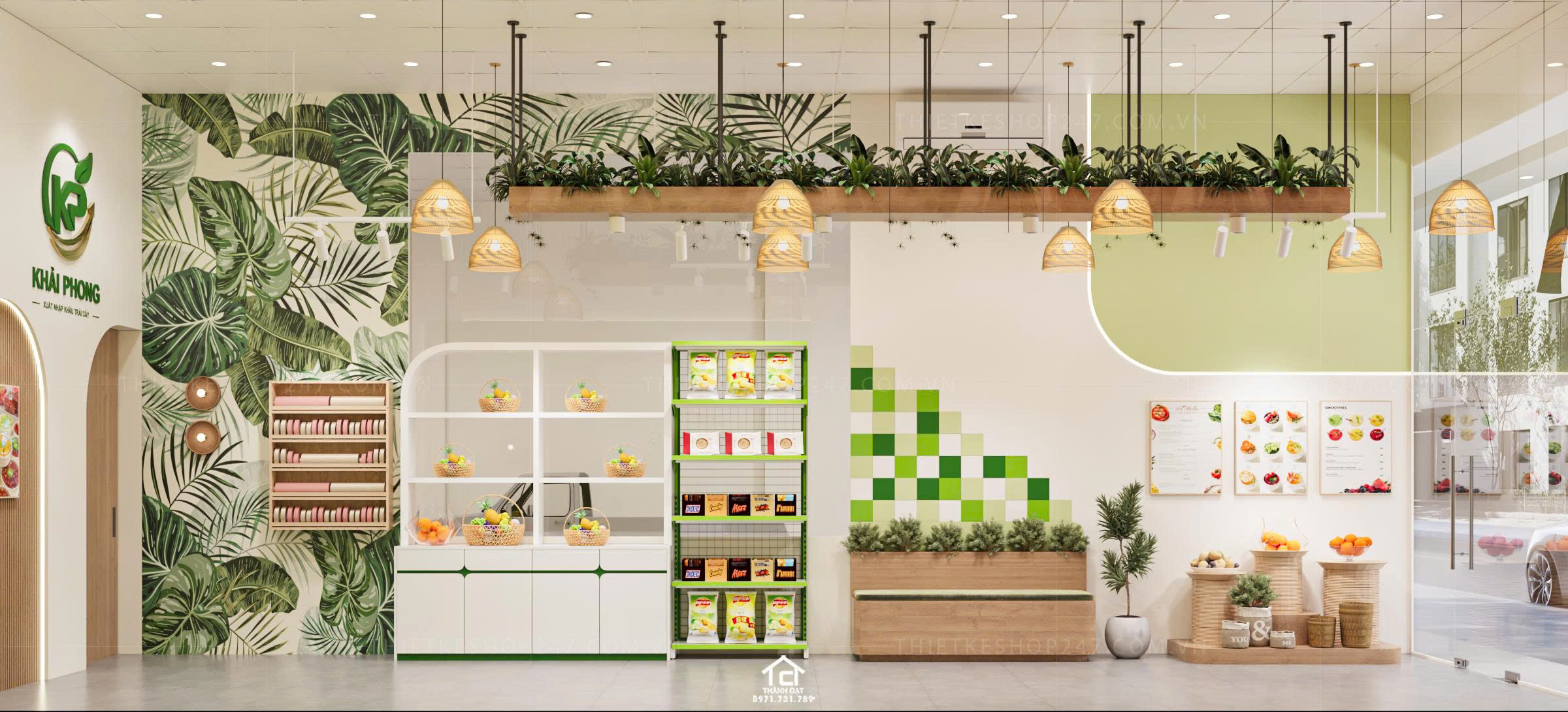 thiết kế shop trái cây đẹp sinh động