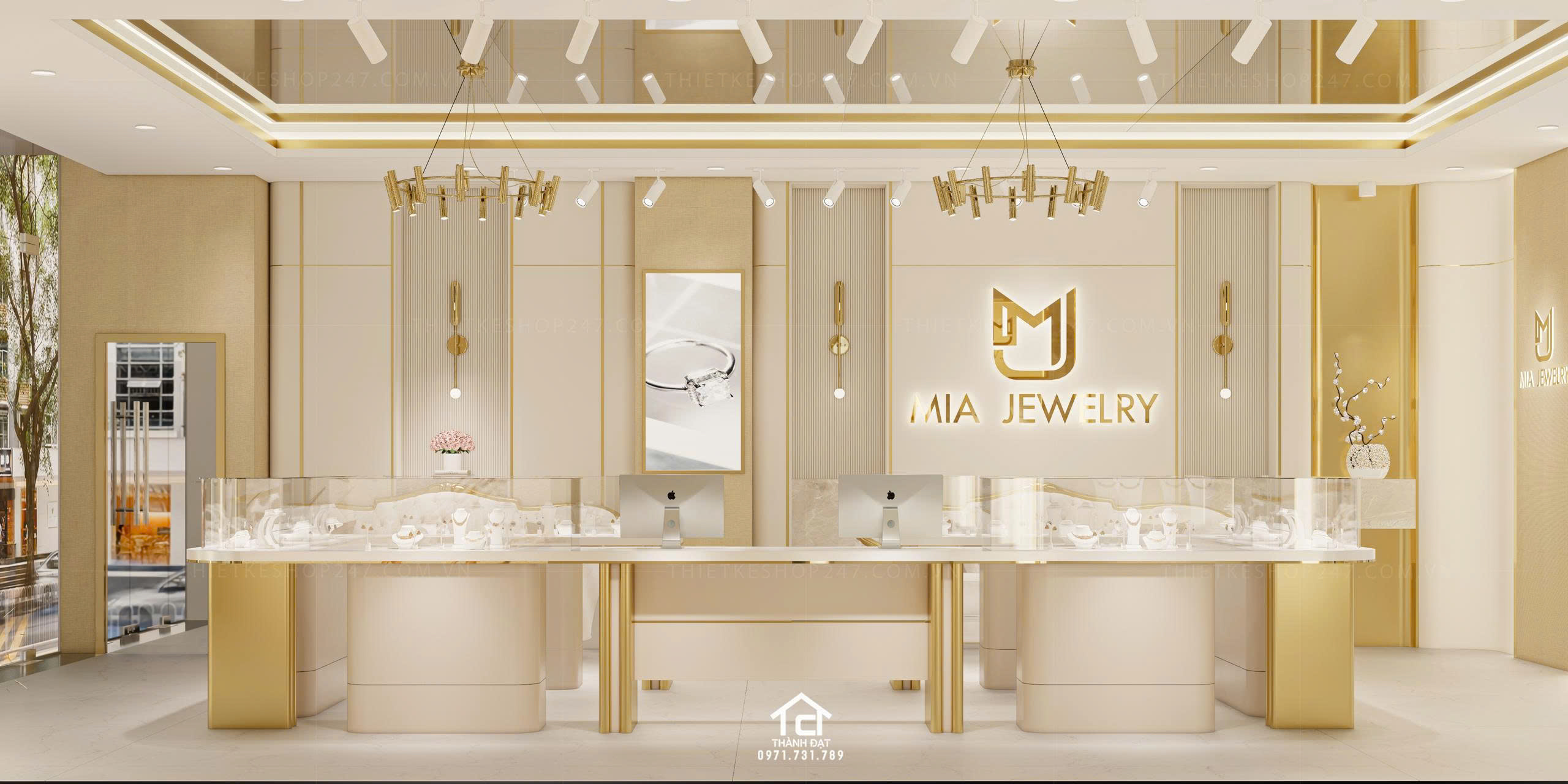 thiết kế shop trang sức đẹp ấn tượng