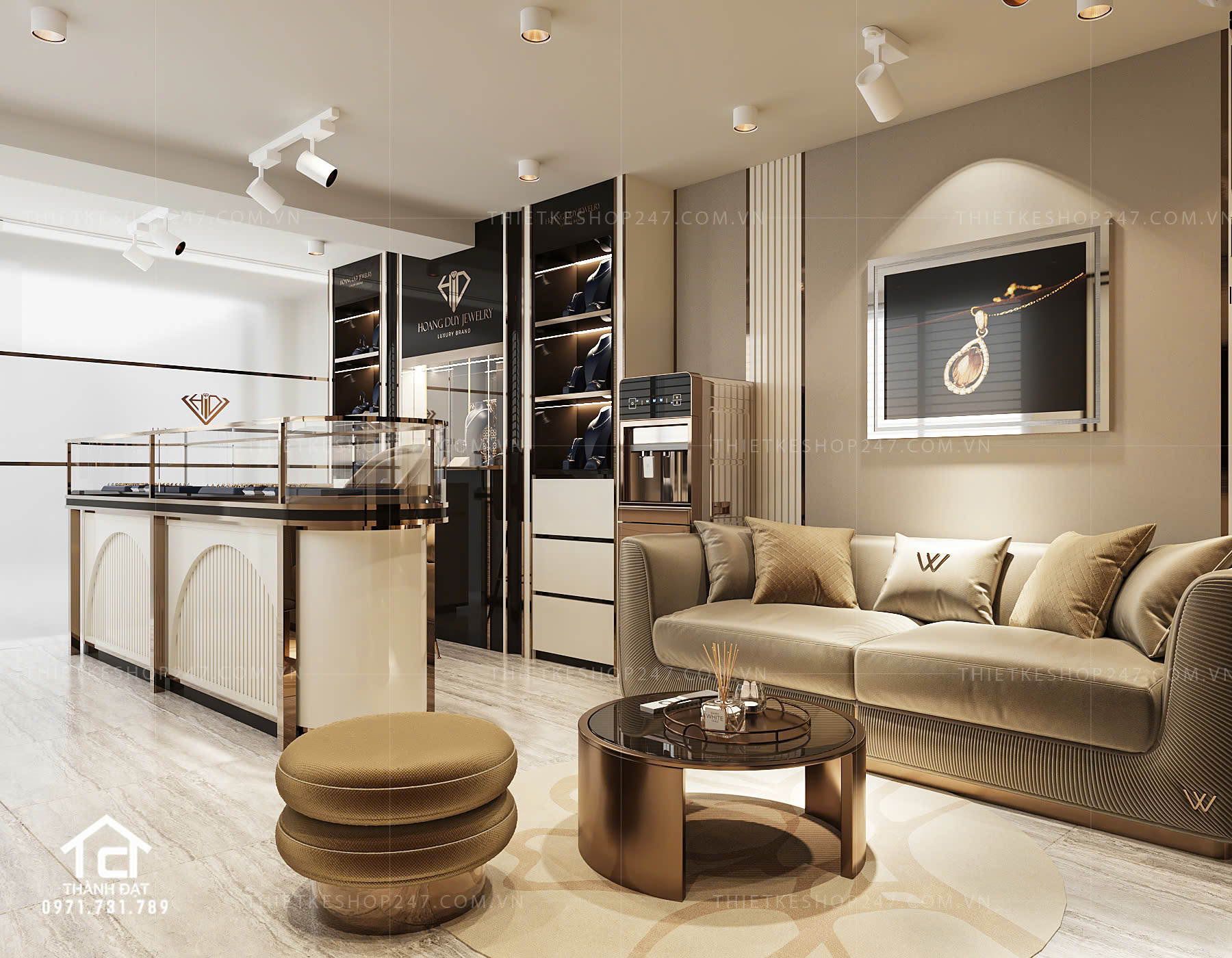 thiết kế shop trang sức đẹp ấn tượng