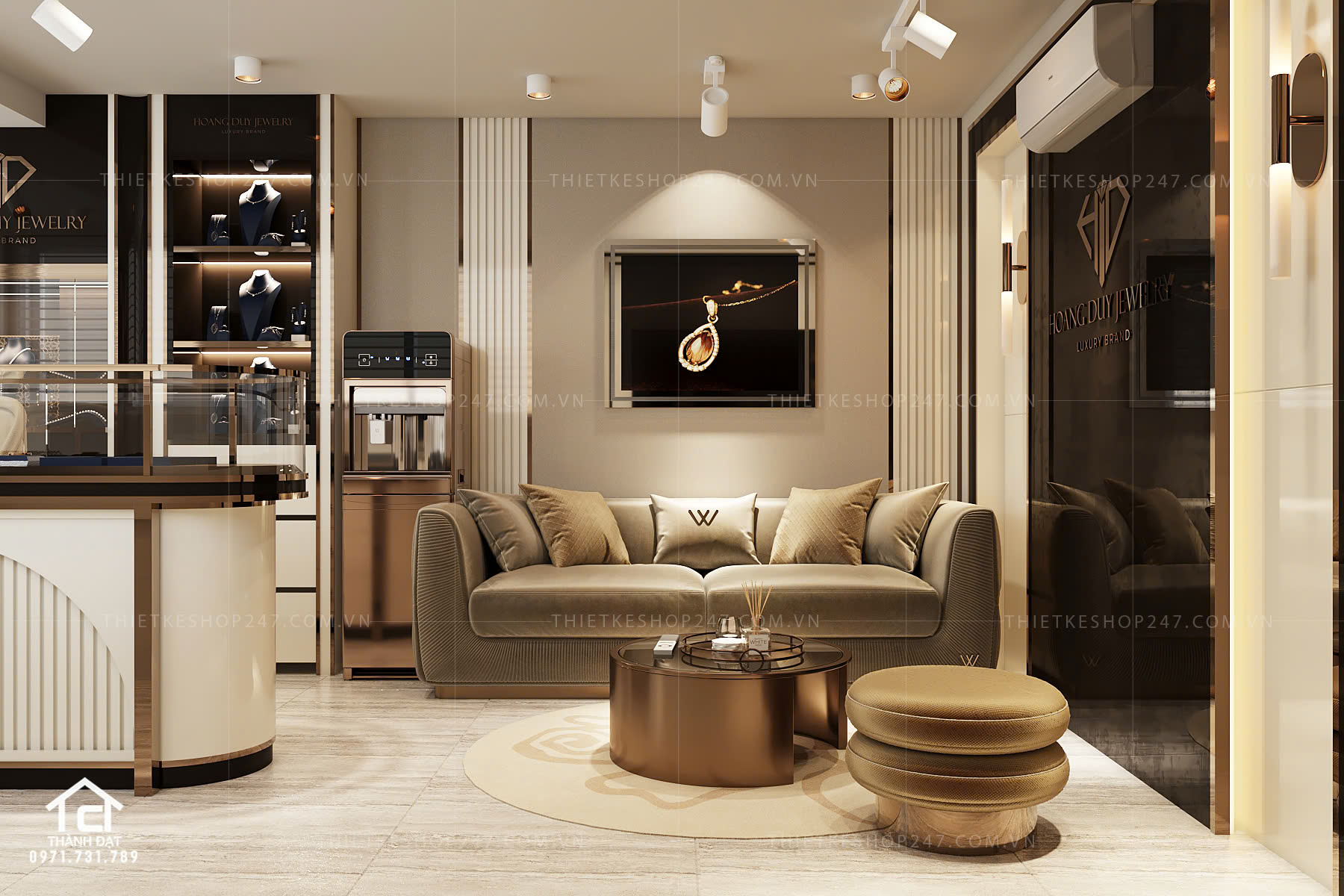 thiết kế shop trang sức đẹp bắt mắt