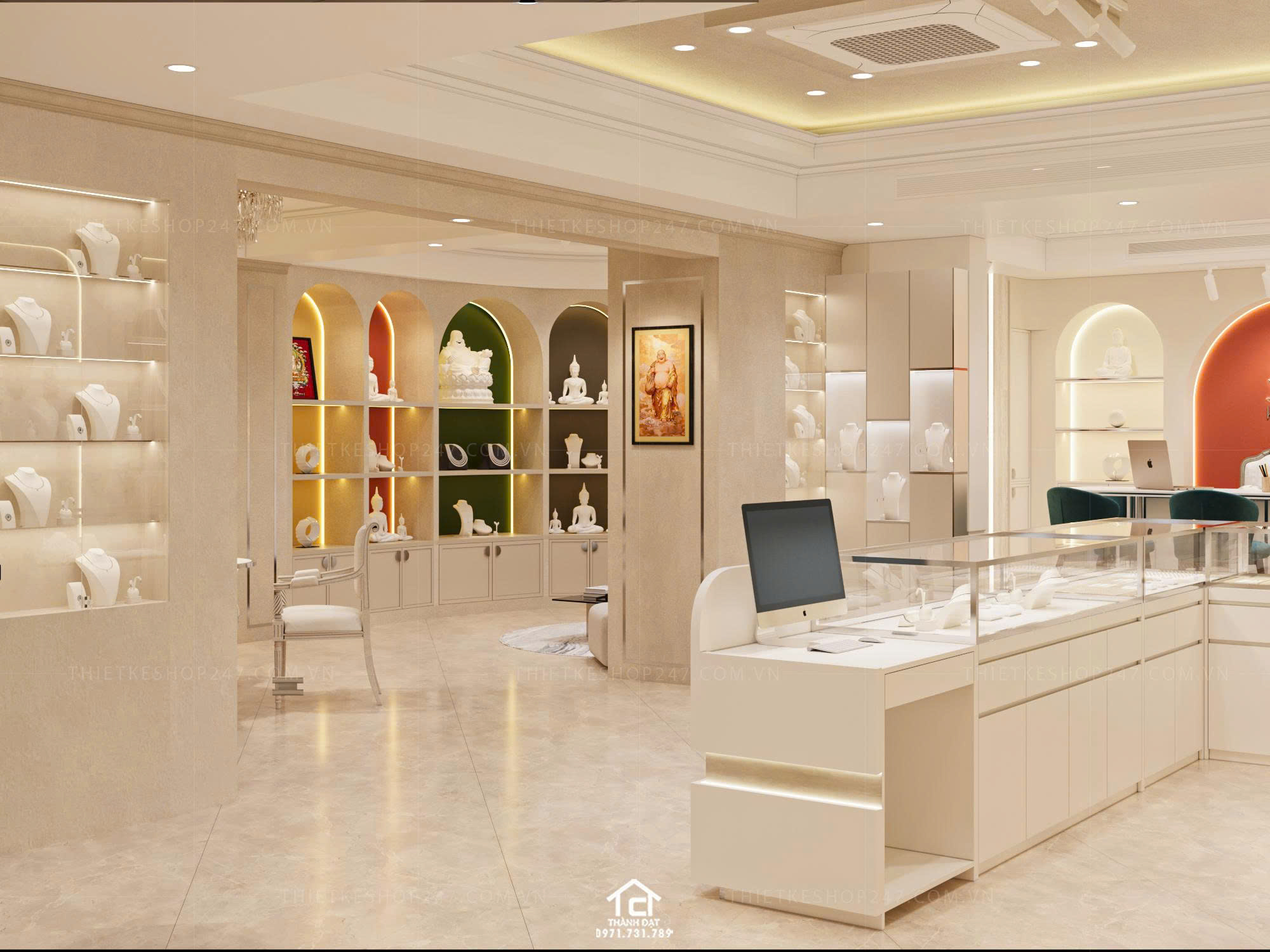 thiết kế shop trang sức đẹp bắt mắt