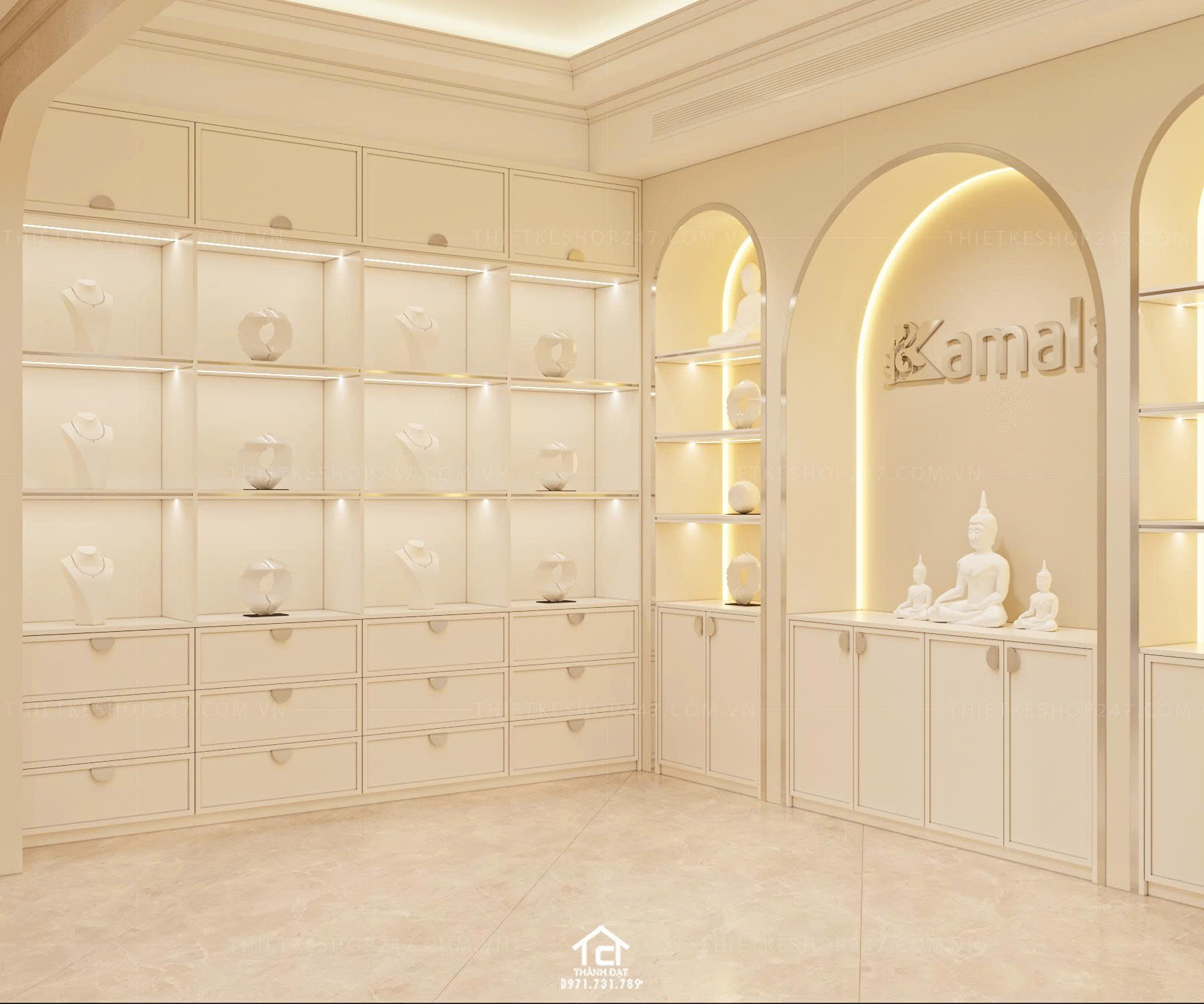 thiết kế shop trang sức đẹp bắt mắt