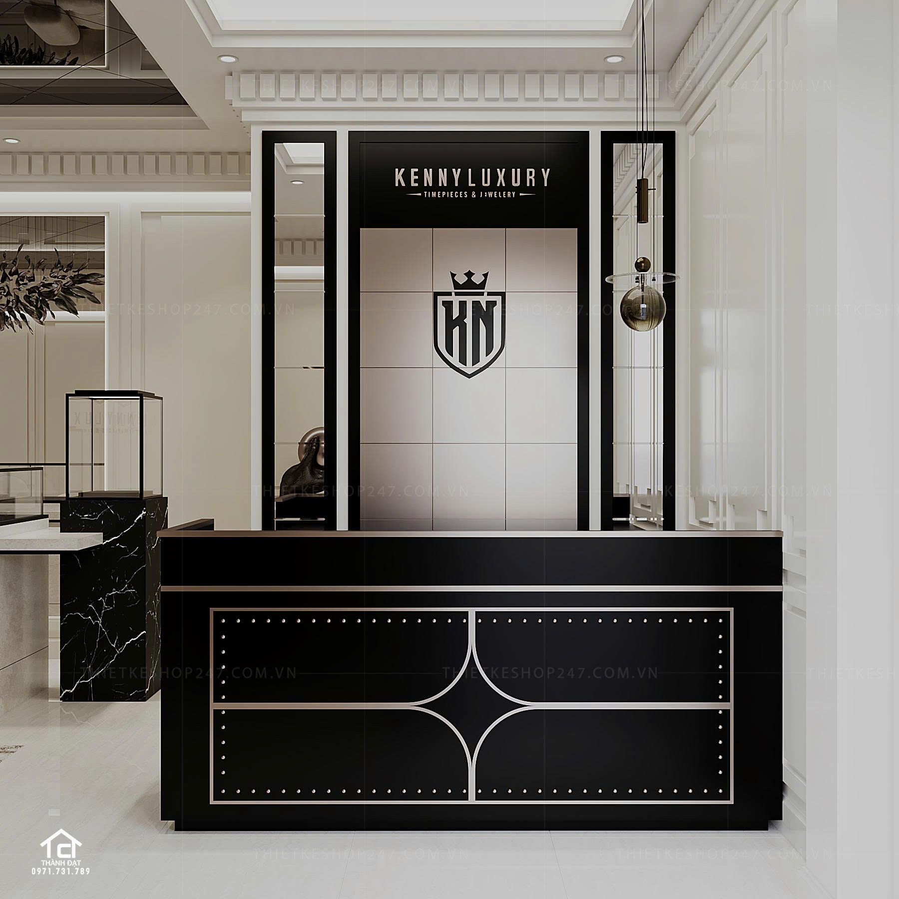 thiết kế shop trang sức đẹp bắt mắt