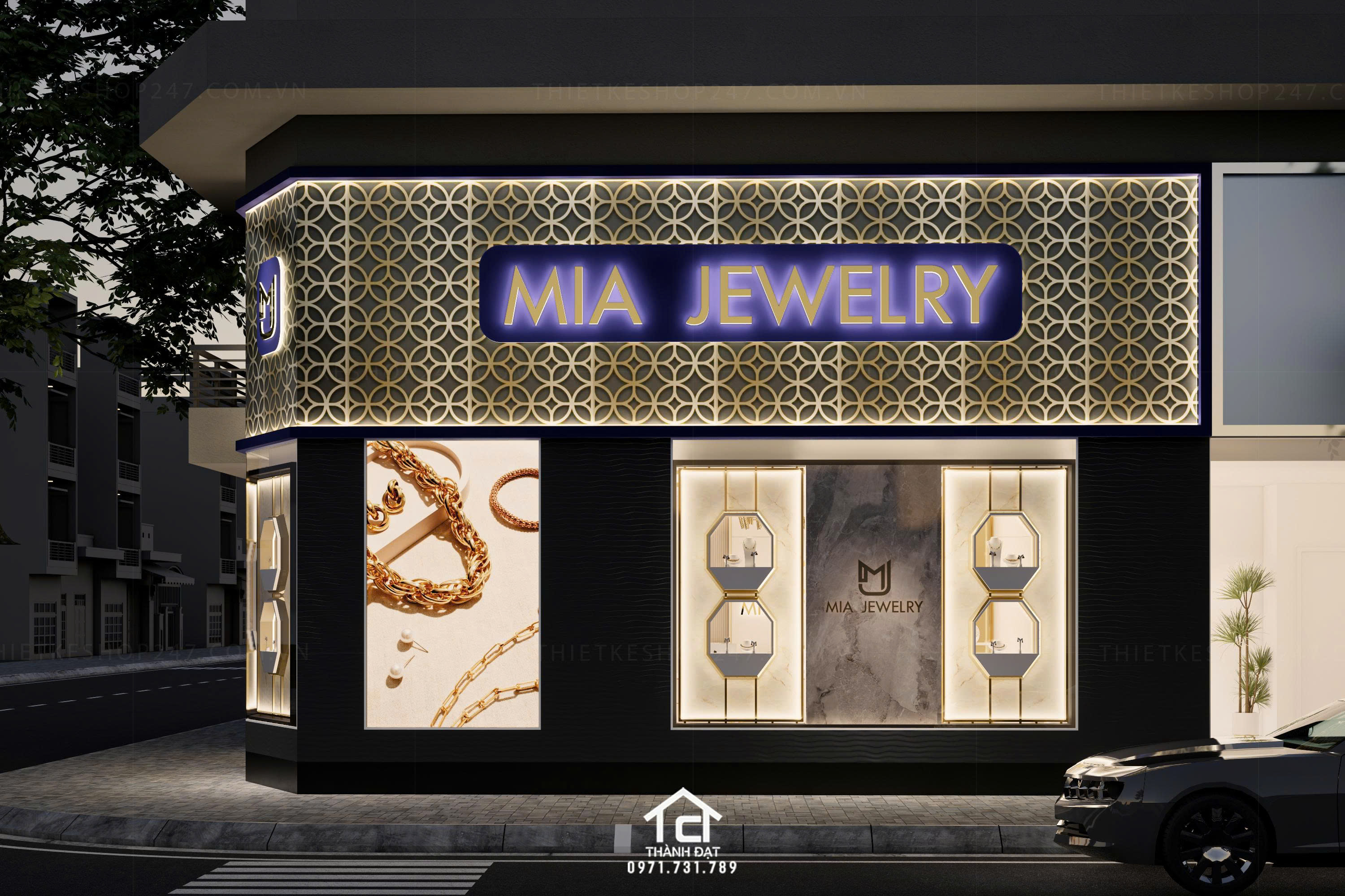 thiết kế shop trang sức đẹp bắt mắt