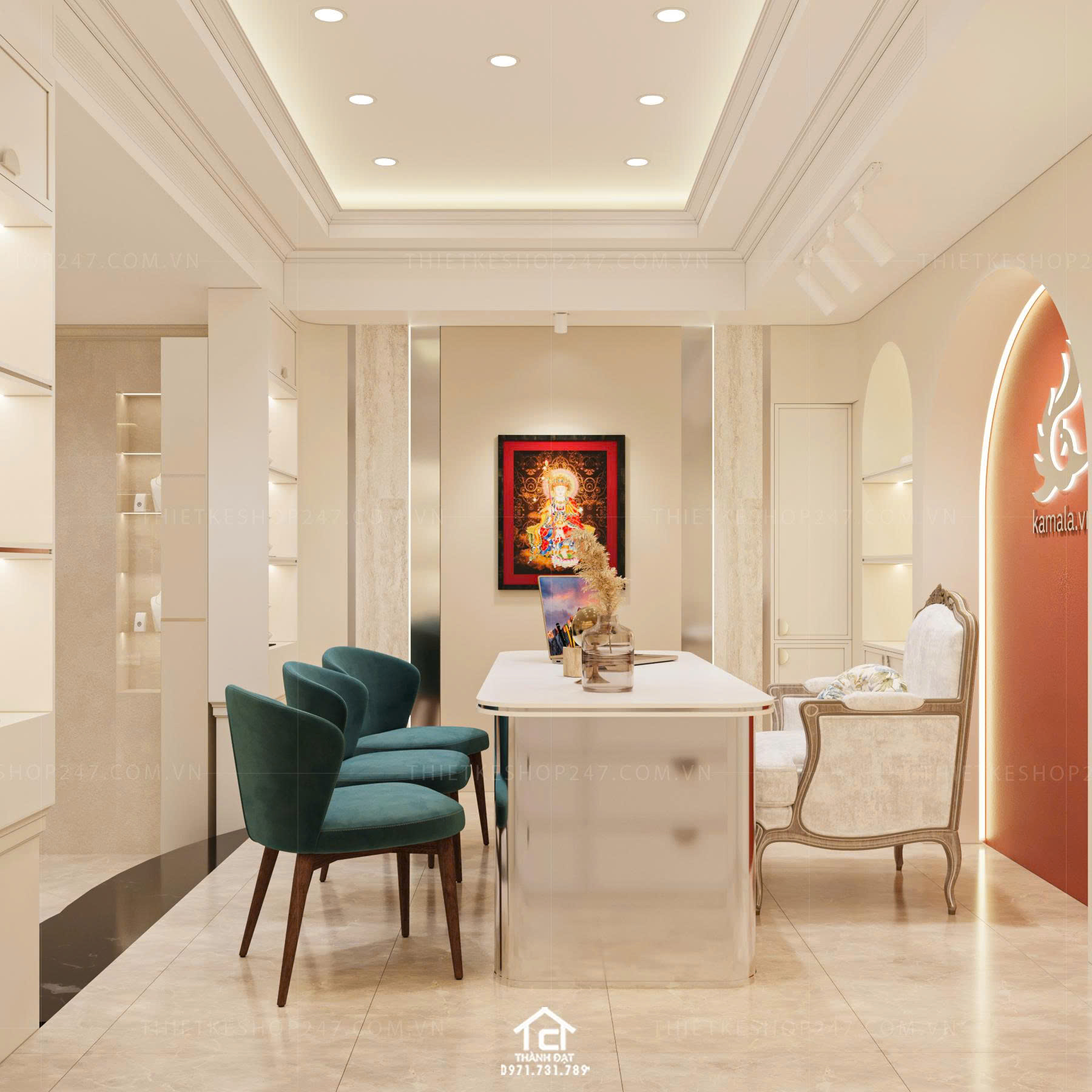 Thiết kế shop trang sức đẹp dịu dàng