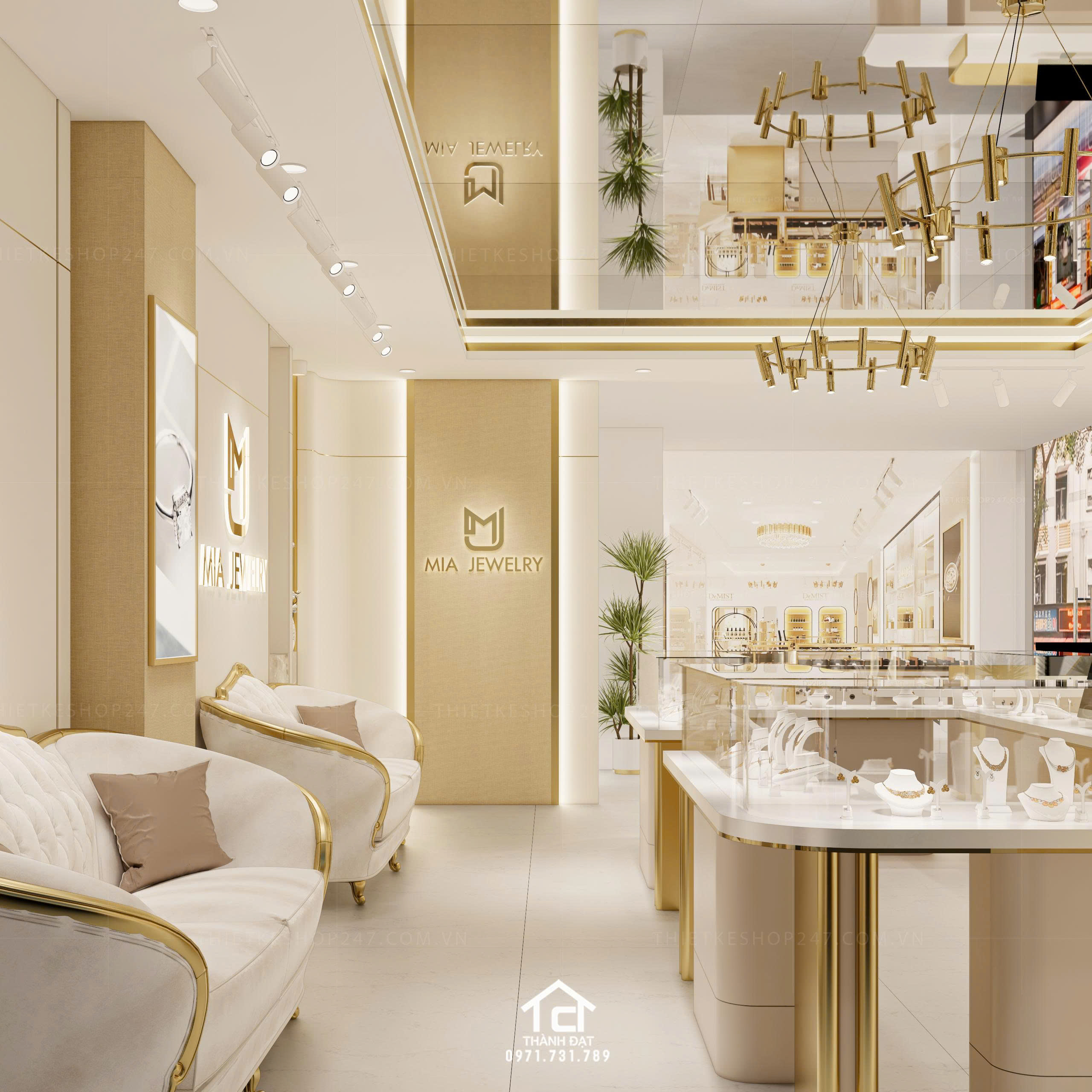 thiết kế shop trang sức đẹp hài hòa