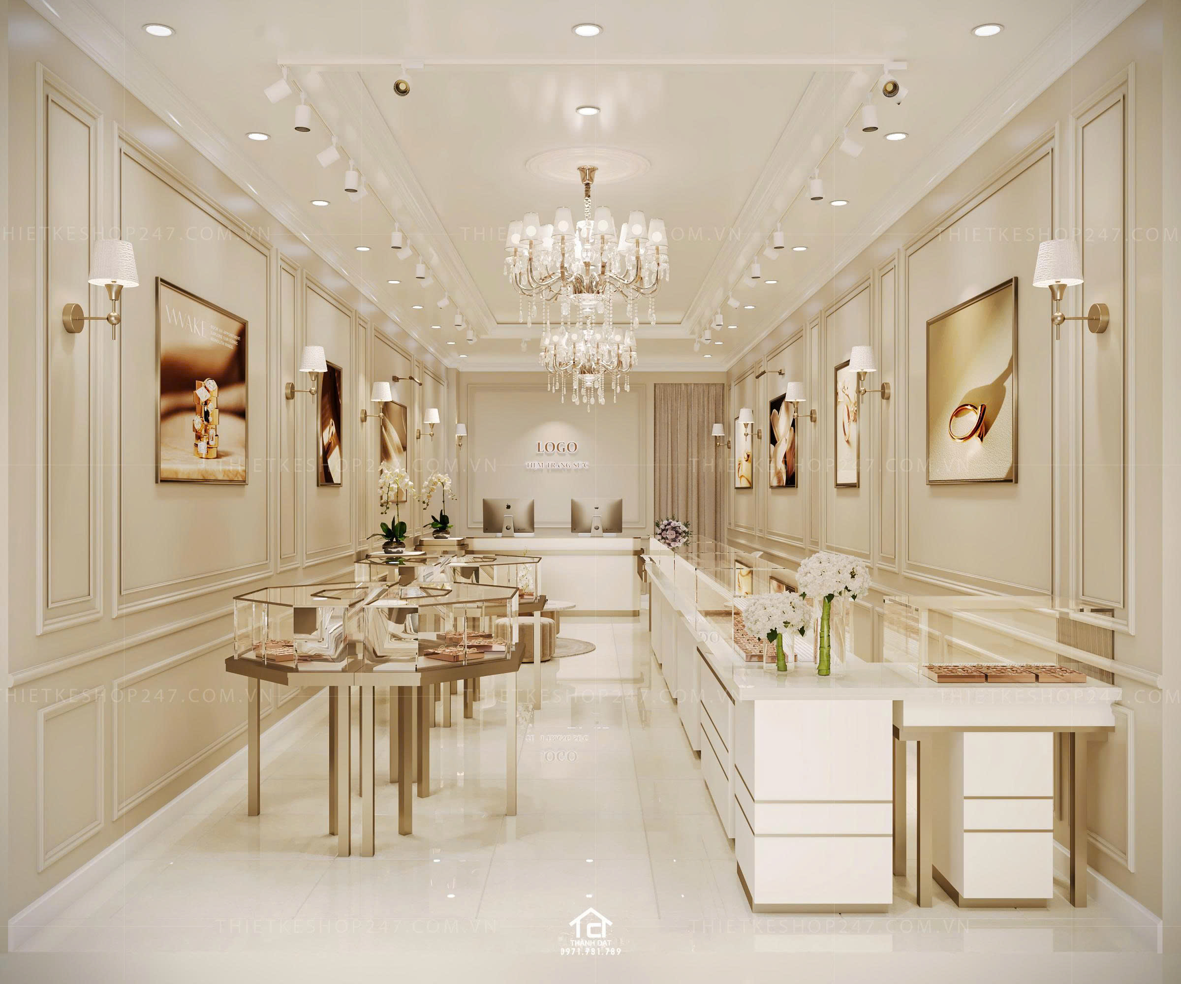 thiết kế shop trang sức đẹp hiện đại