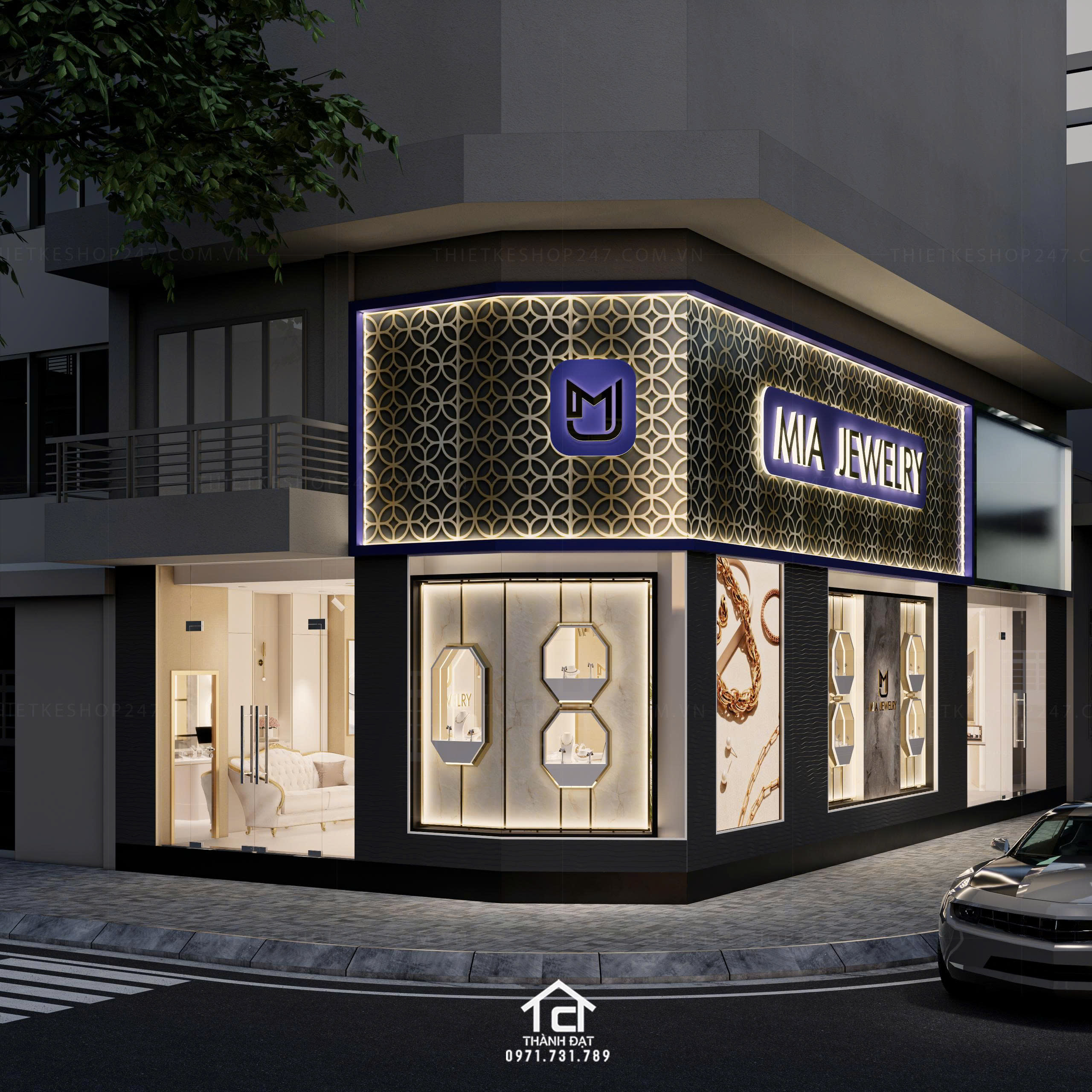 thiết kế shop trang sức đẹp hiện đại