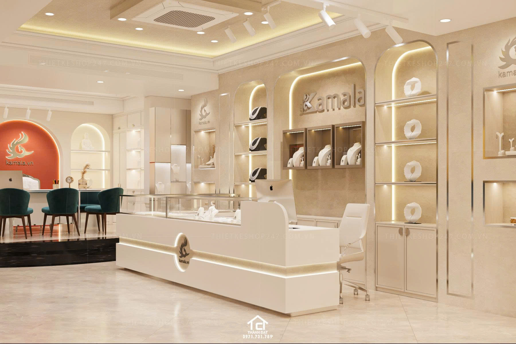 thiết kế shop trang sức đẹp lung linh