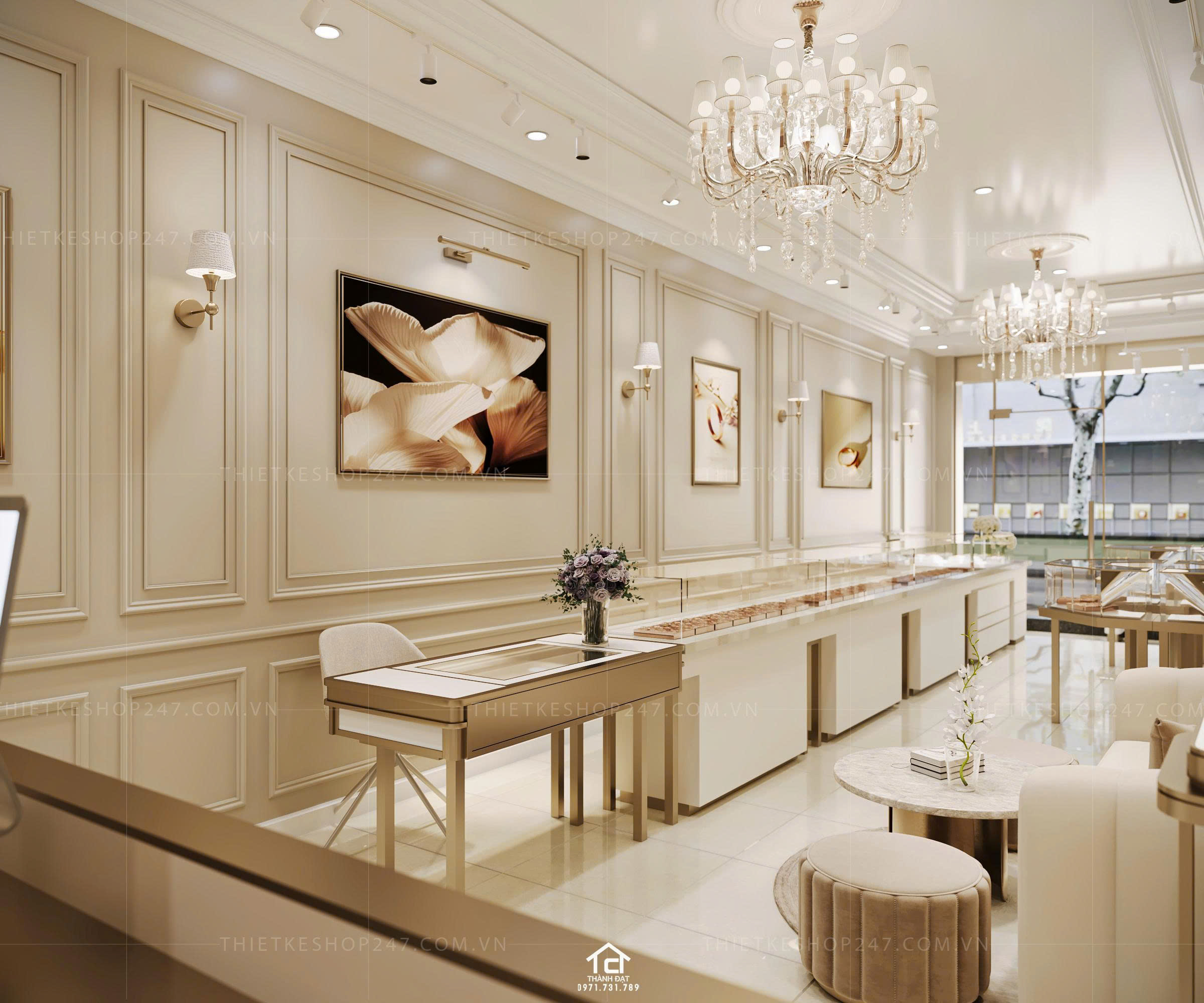 thiết kế shop trang sức đẹp lung linh