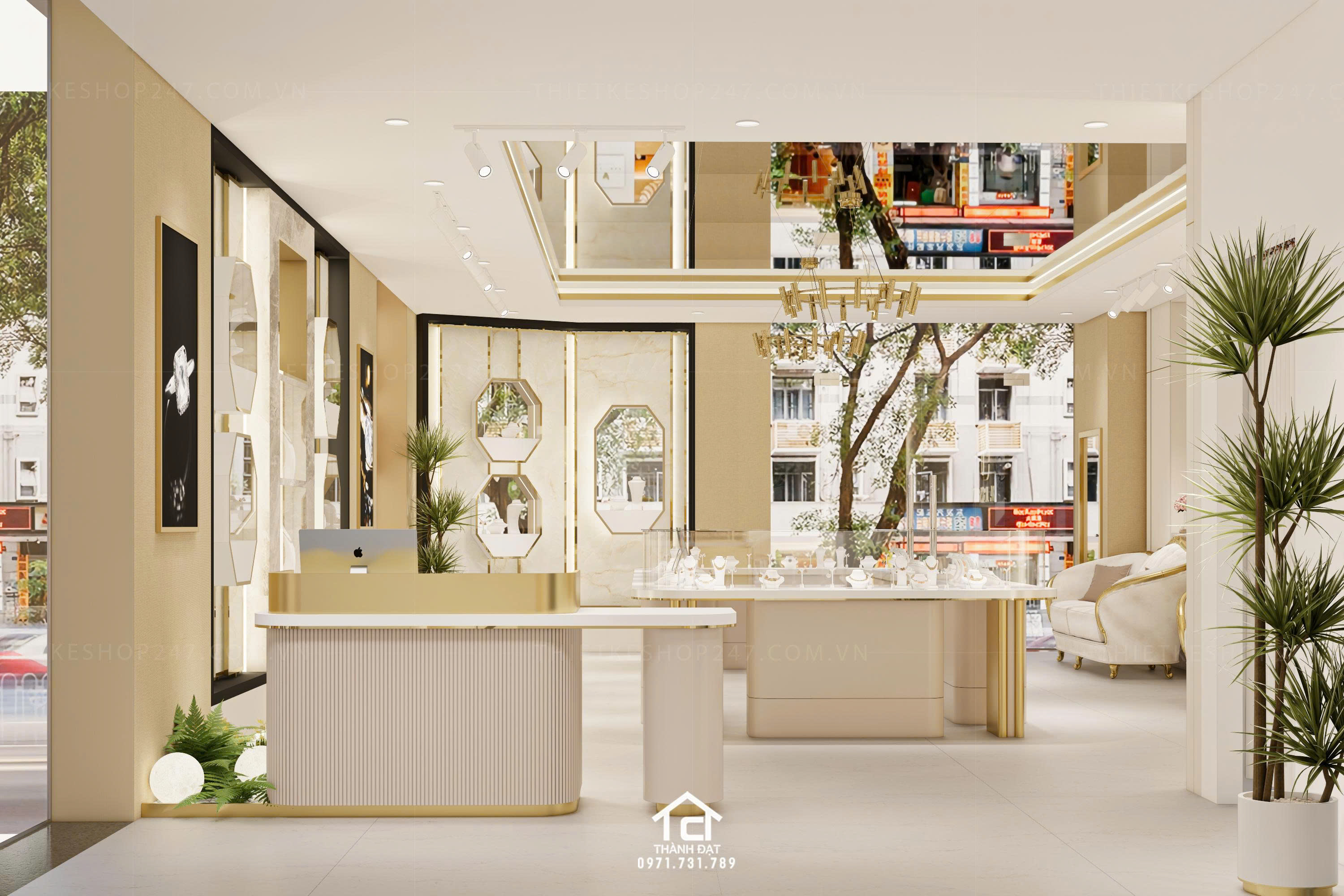 thiết kế shop trang sức đẹp lung linh