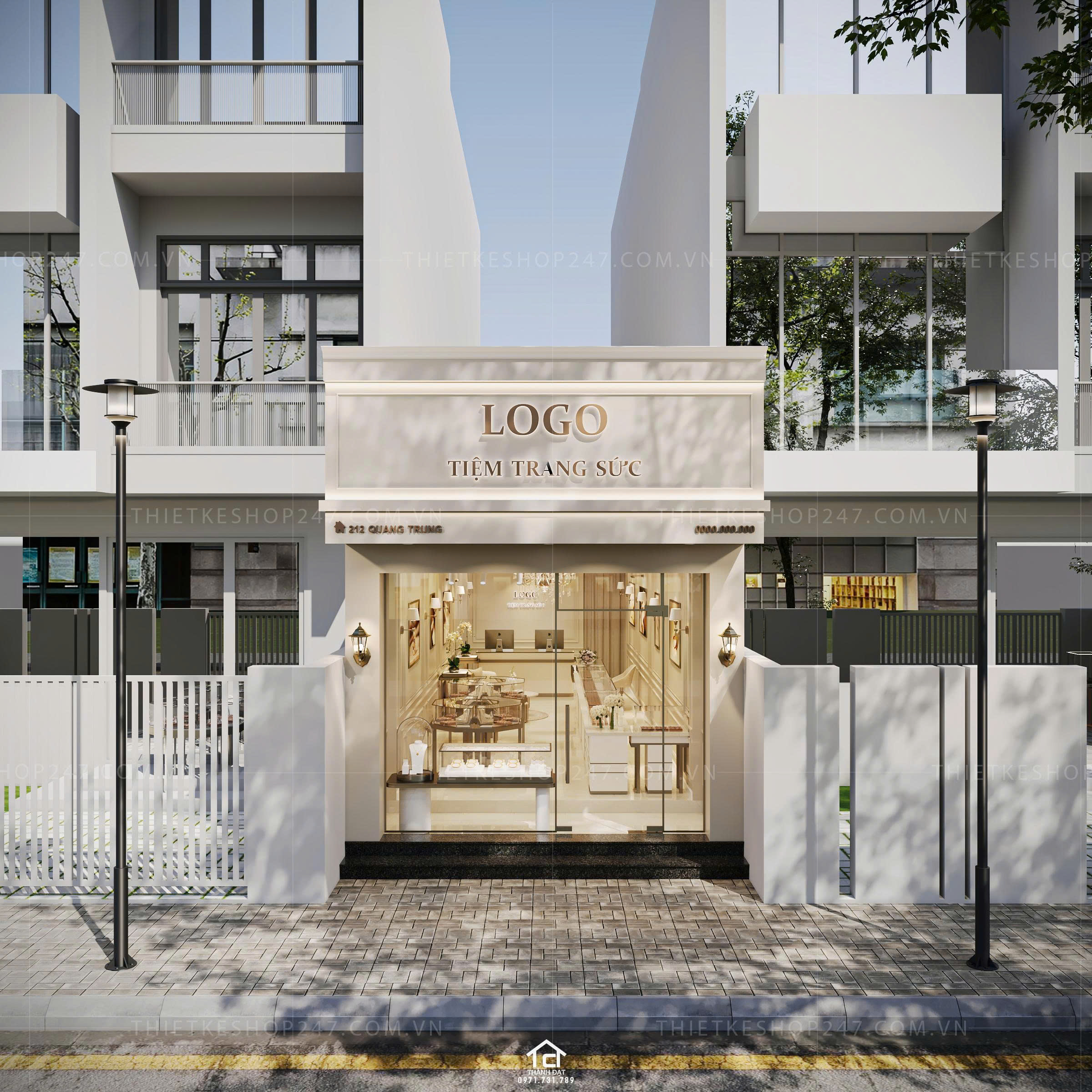 thiết kế shop trang sức đẹp sang trọng