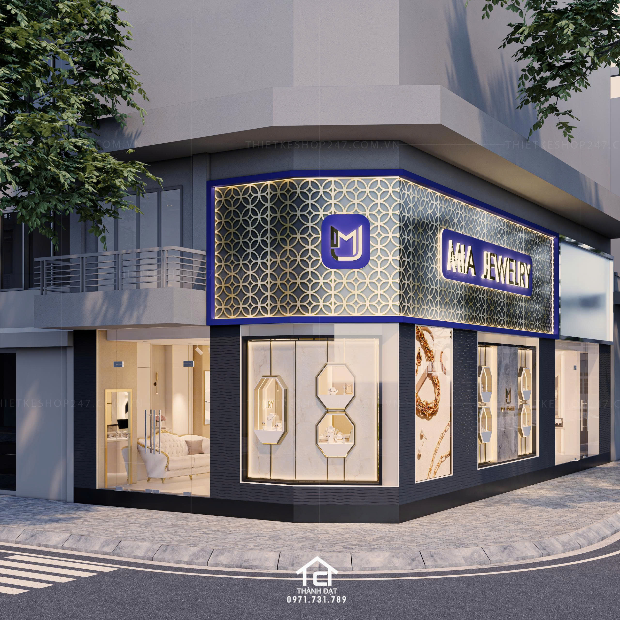 thiết kế shop trang sức đẹp sang trọng