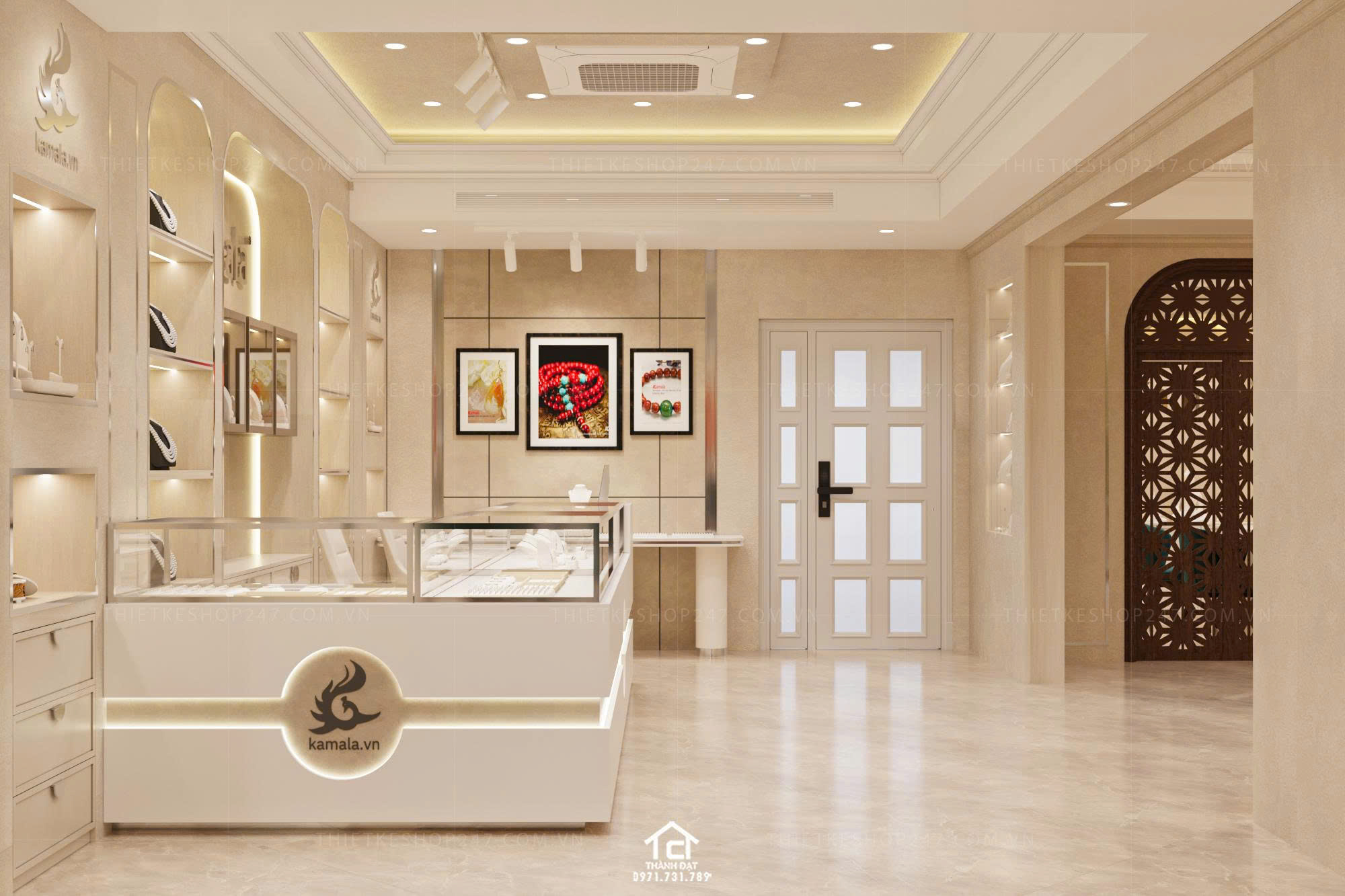 thiết kế shop trang sức đẹp sinh động