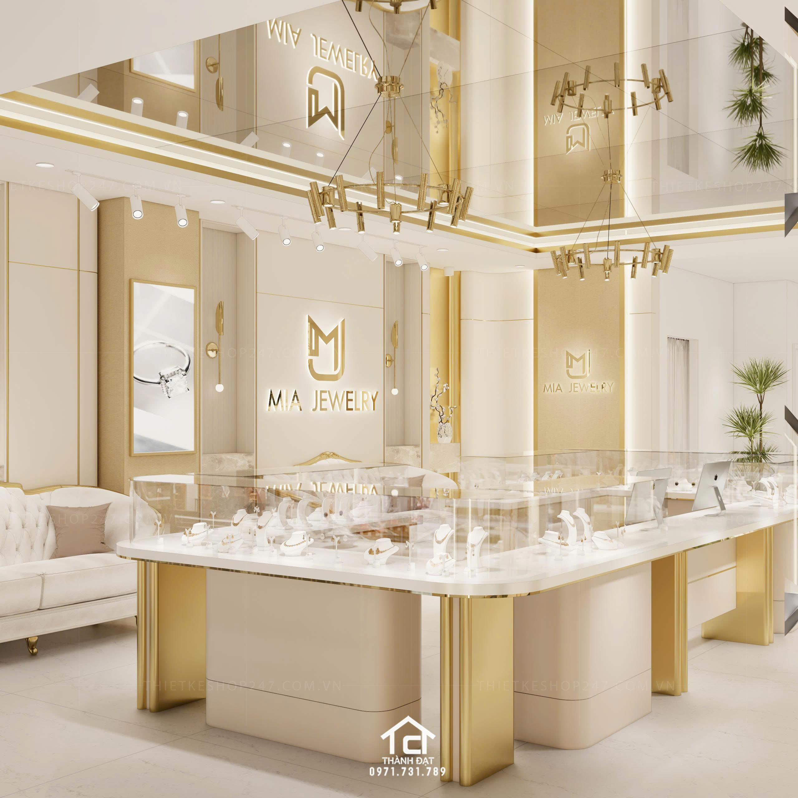 thiết kế shop trang sức đẹp sinh động