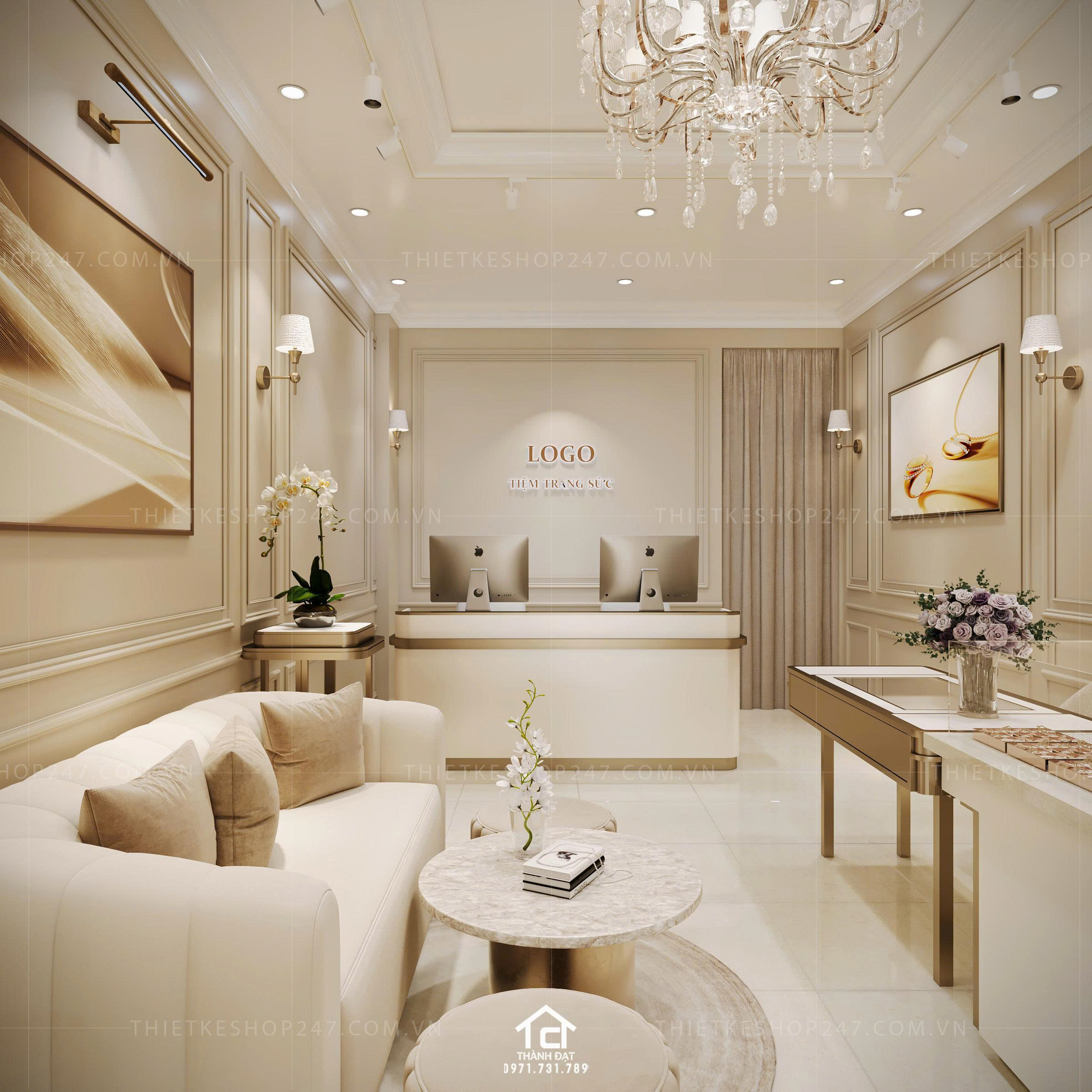 thiết kế shop trang sức đẹp thu hút