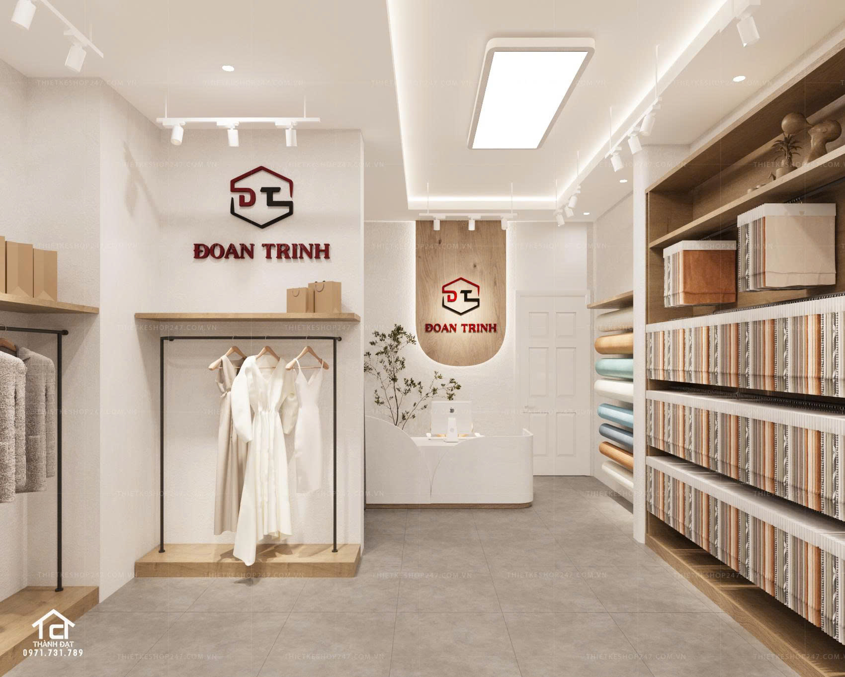Thiết kế cửa hàng vải đẹp thu hút