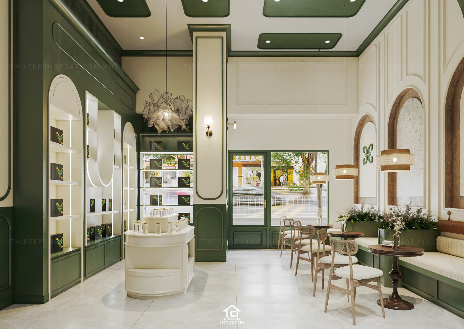 thiết kế shop yến sào đẹp màu sắc