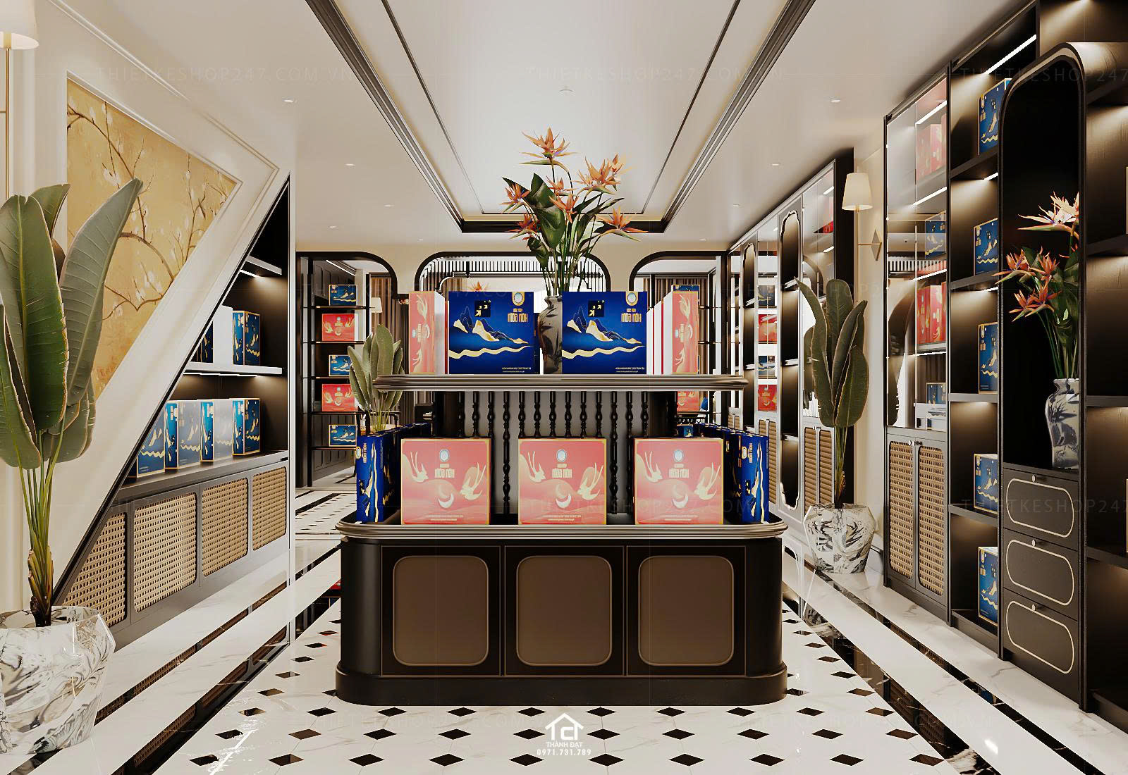 Thiết kế shop yến sào đẹp màu sắc