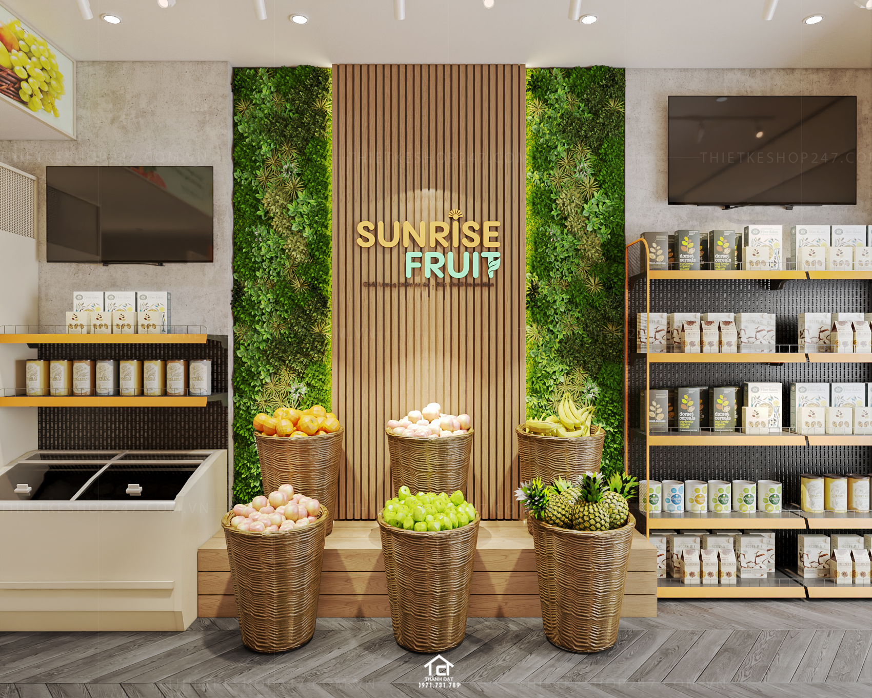 thiết kế siêu thị tiện ích tổng hợp đẹp năng động