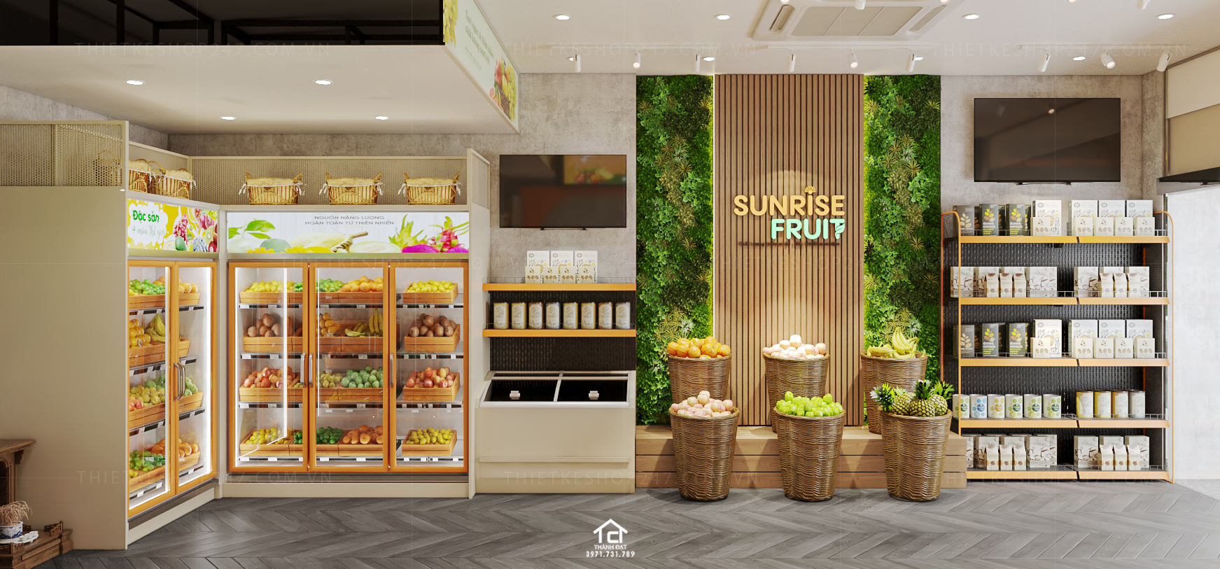 thiết kế siêu thị tiện ích tổng hợp đẹp sinh động