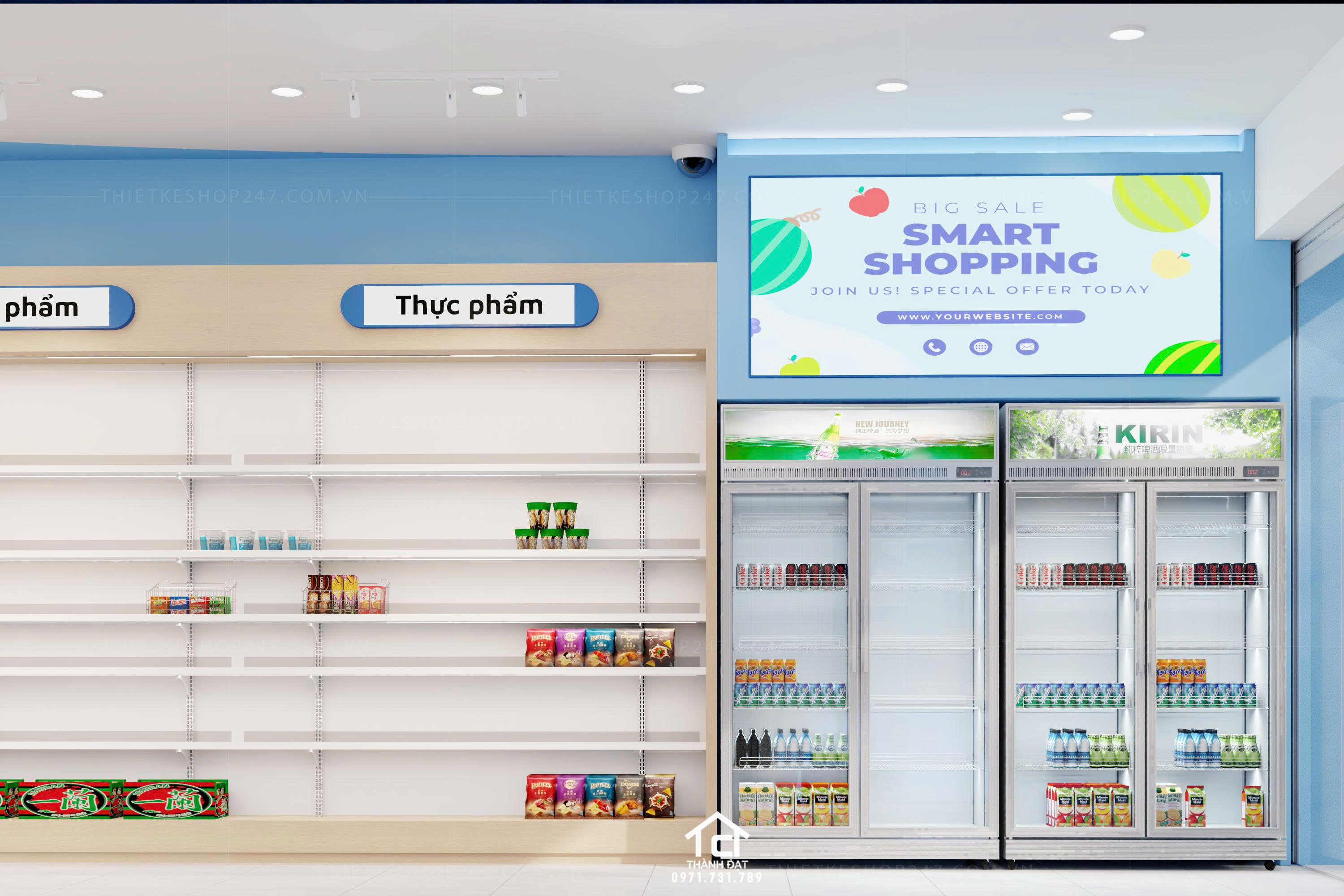 thiết kế siêu thị tiện ích tổng hợp đẹp sinh động