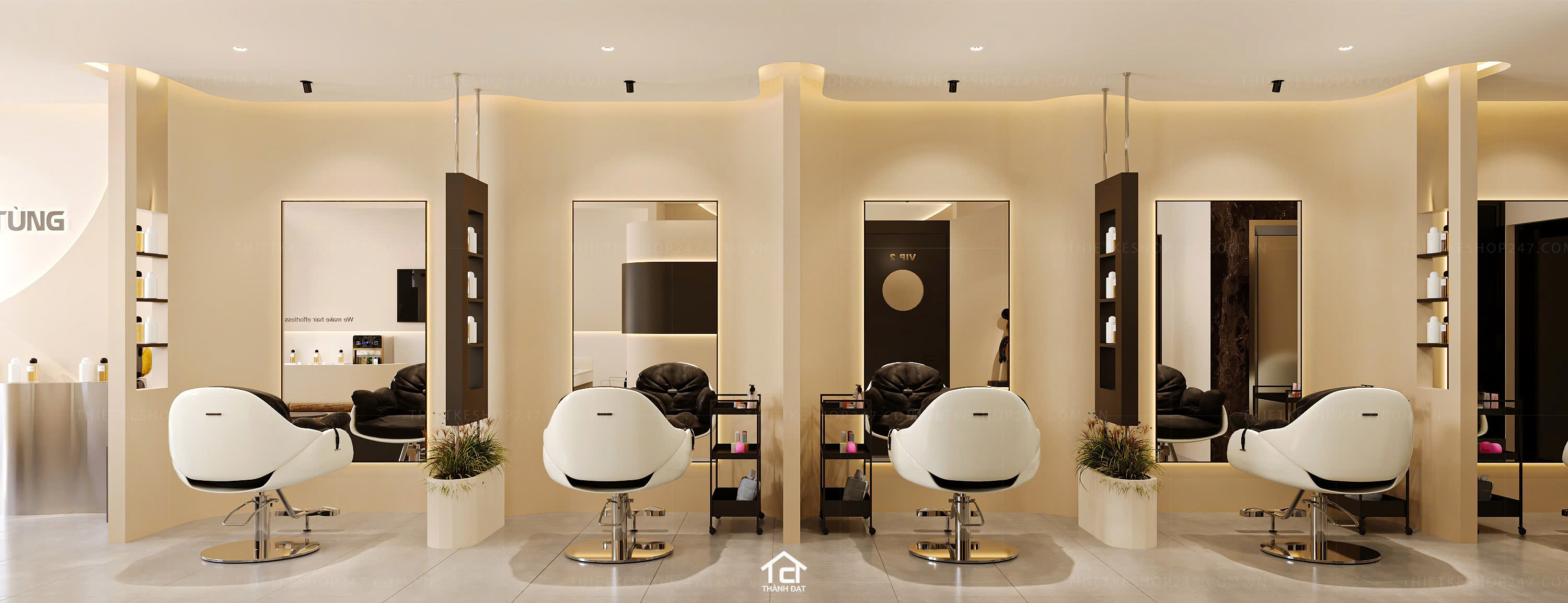 thiết kế salon tóc đẹp bắt mắt