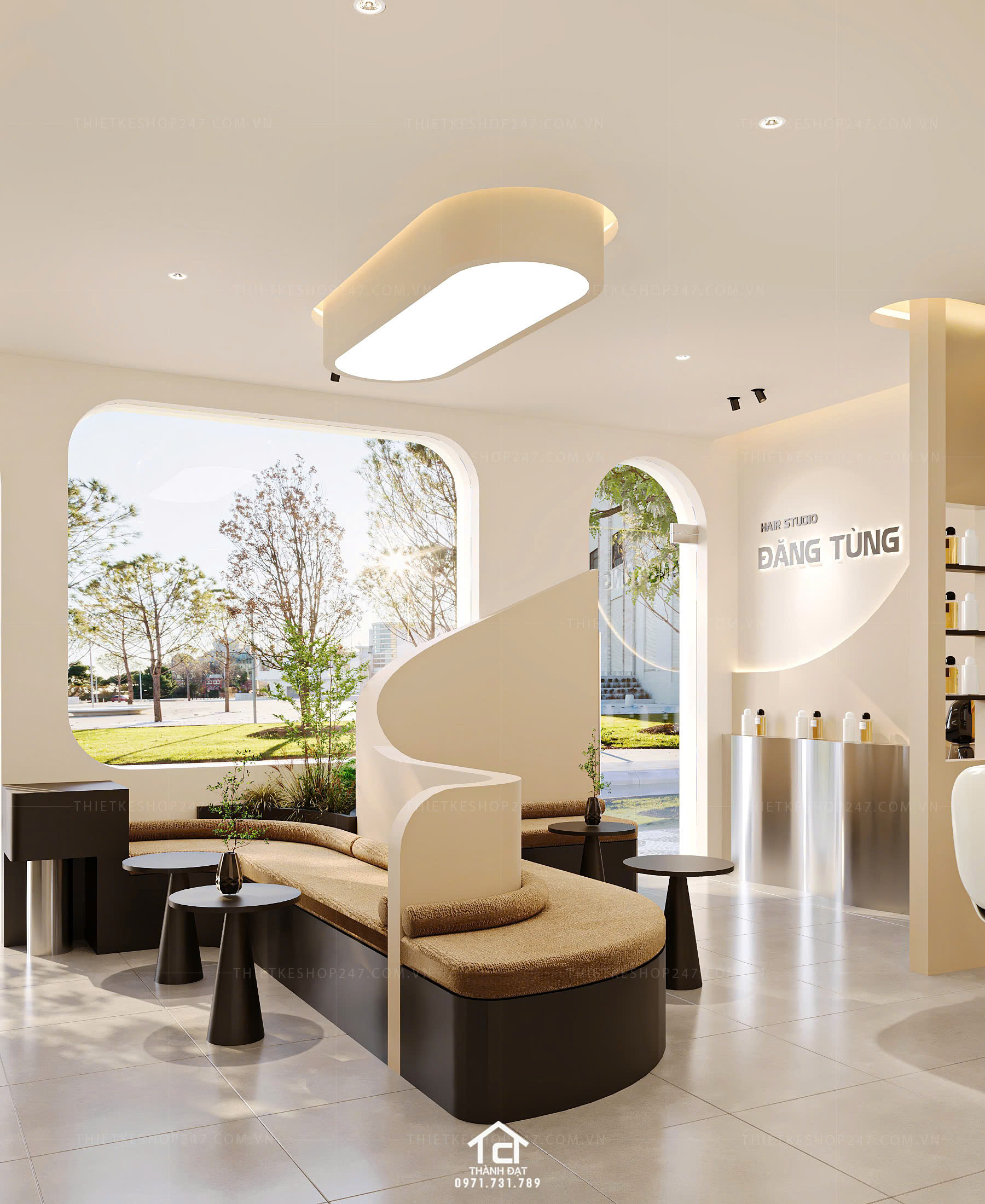 thiết kế salon tóc đẹp hài hòa